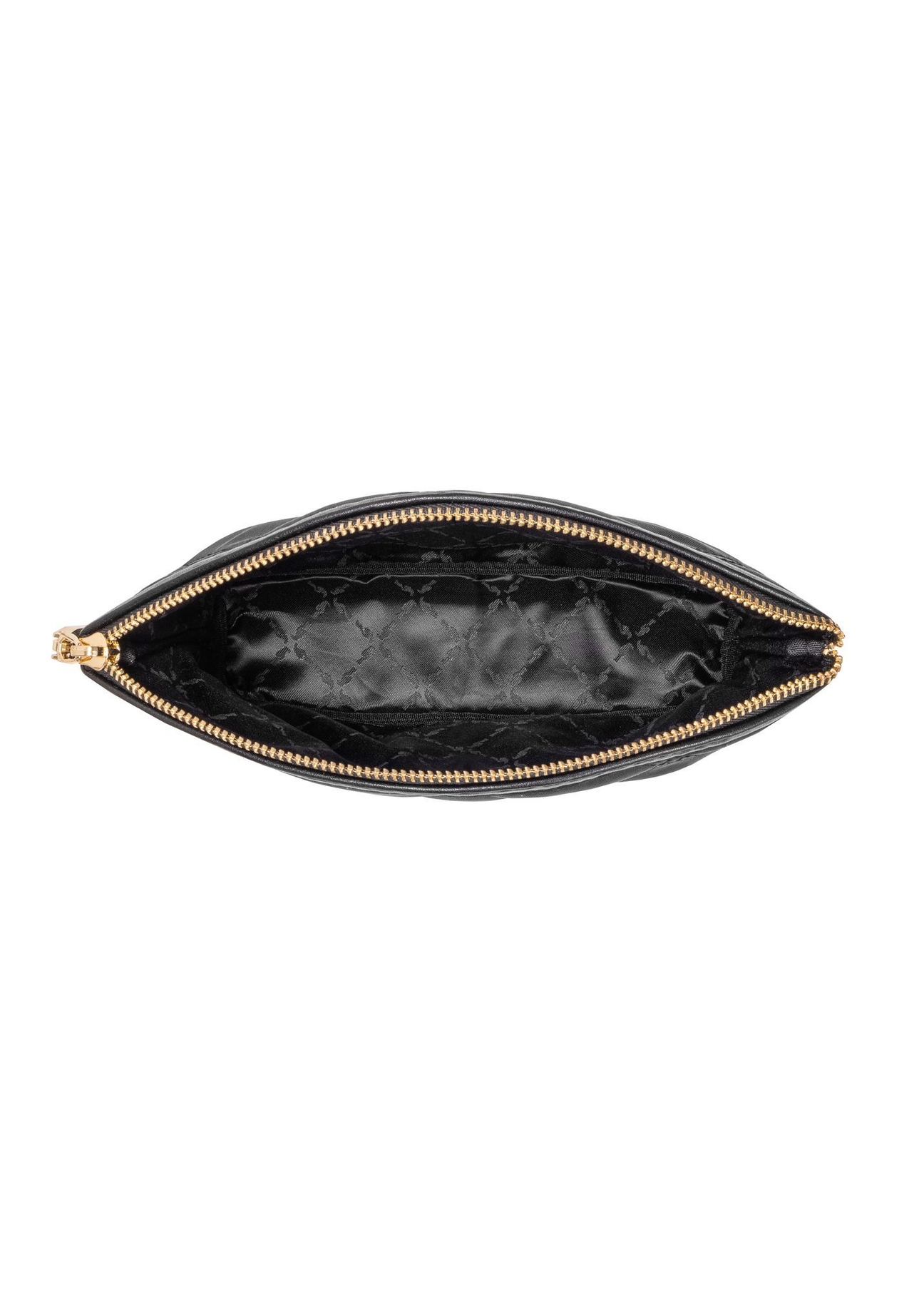 Black leather women's cosmetic bag TORES-1013E-99(Z25), product view inside on white background.