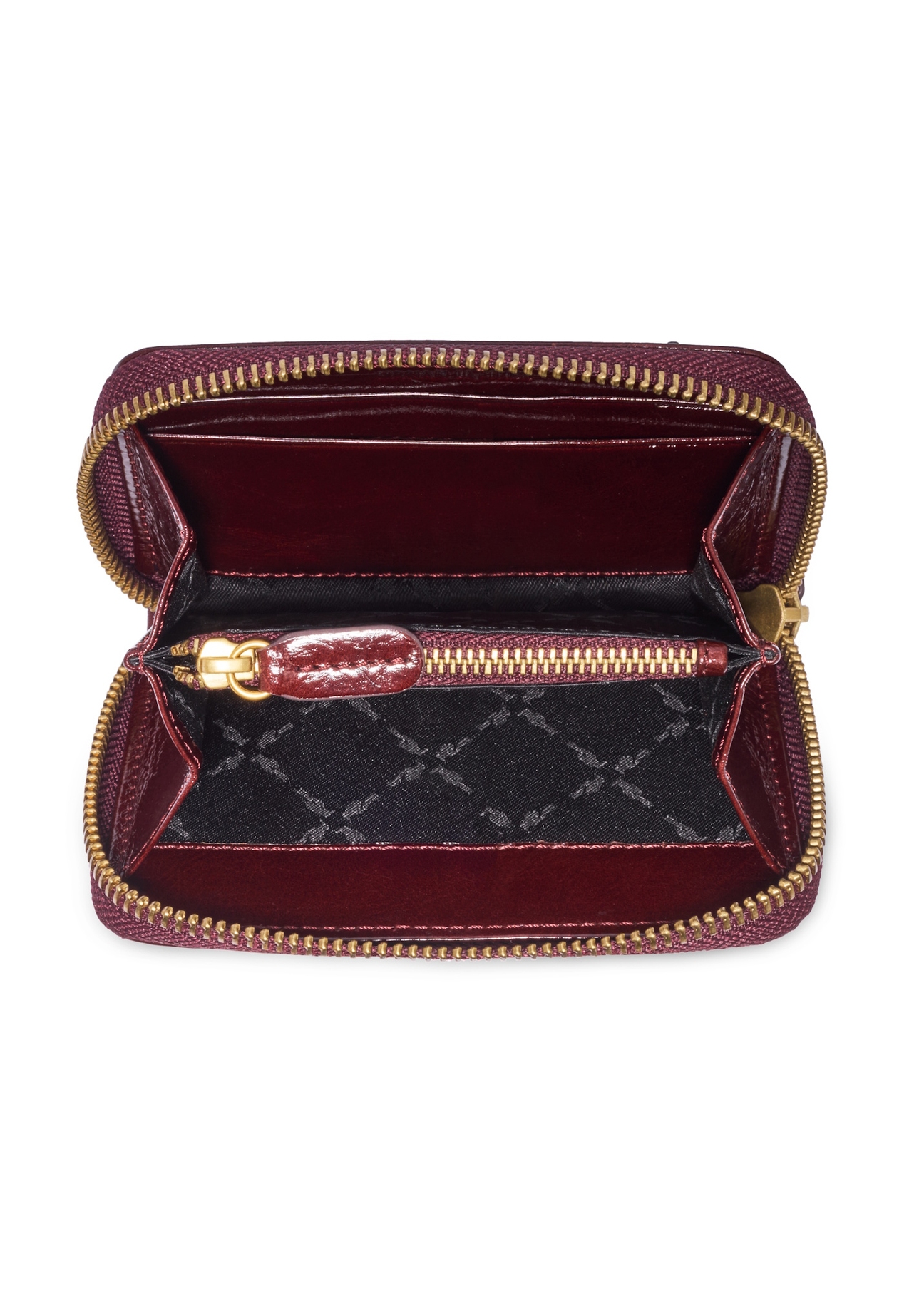 Burgundy small women's wallet PORES-1021-4E(Z26), product view inside on a light background.