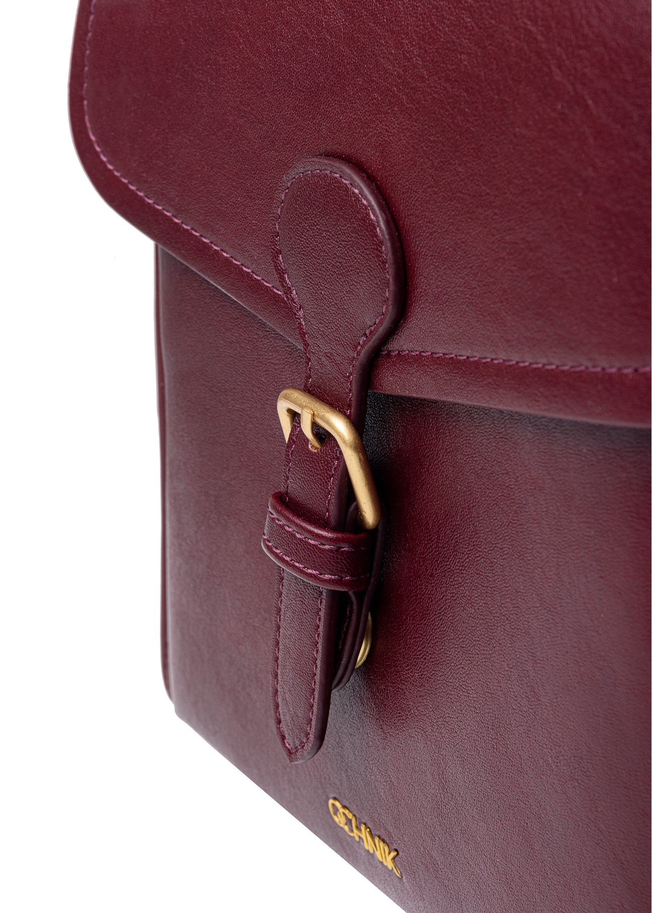 Burgundy medium elegant women's backpack TOREC-0985A-49(Z25), close-up of the product detail on a white background.