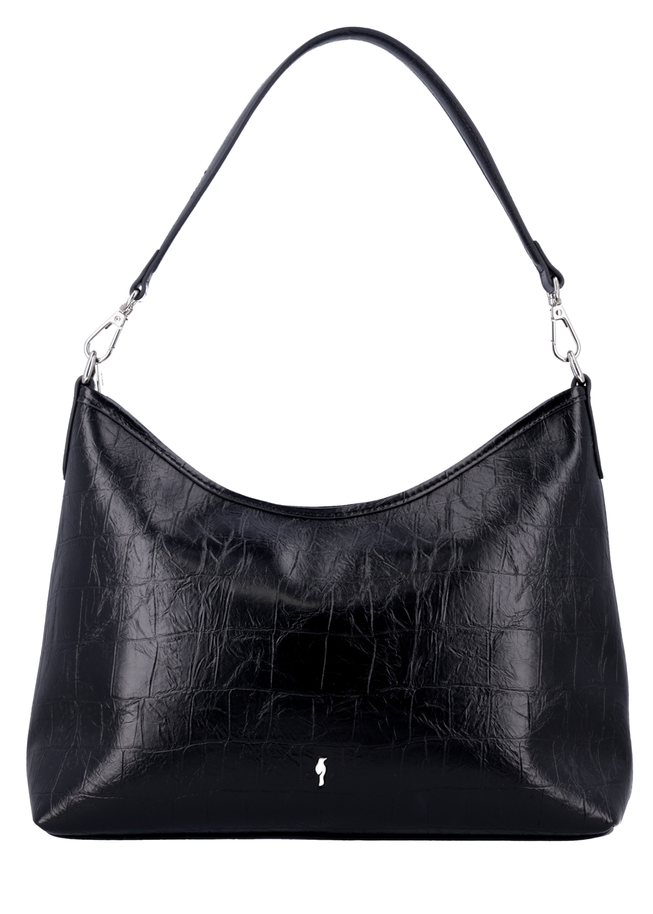 Black women's croco shoulder bag TOREC-1307-9G(Z26), front product view on white background.