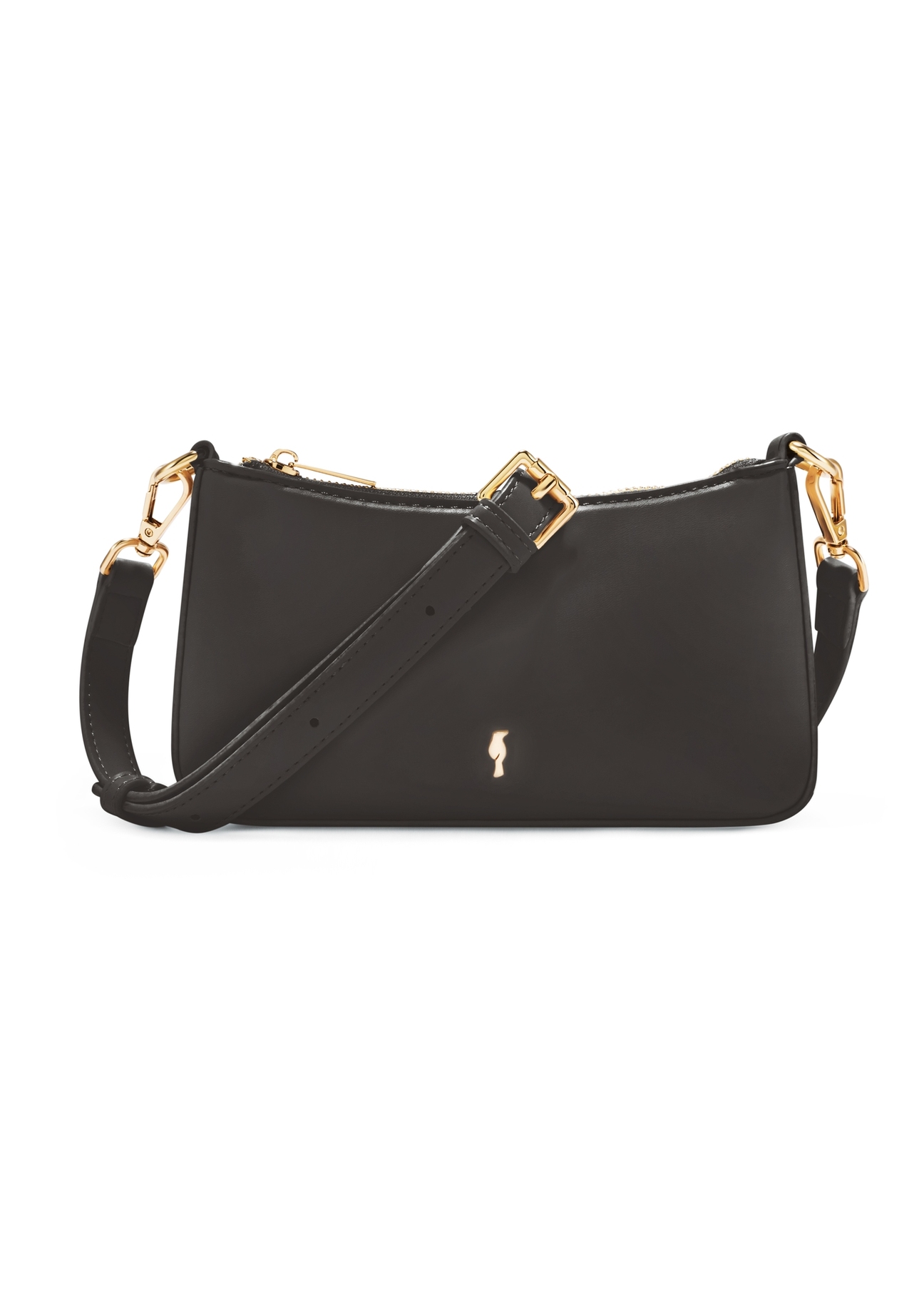 Small black women's handbag TOREC-1188-99(W26), product view from the front on a white background.