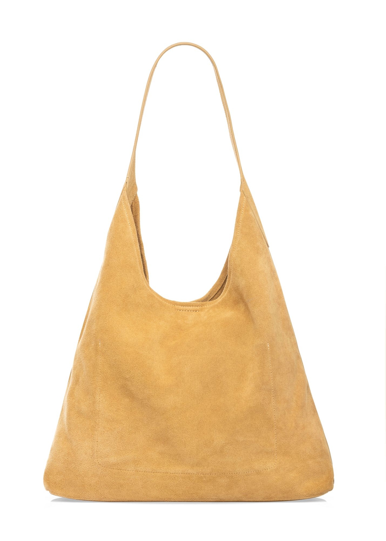 Yellow leather shopper bag TORES-1307-2C(W26) - front product view, on white background.