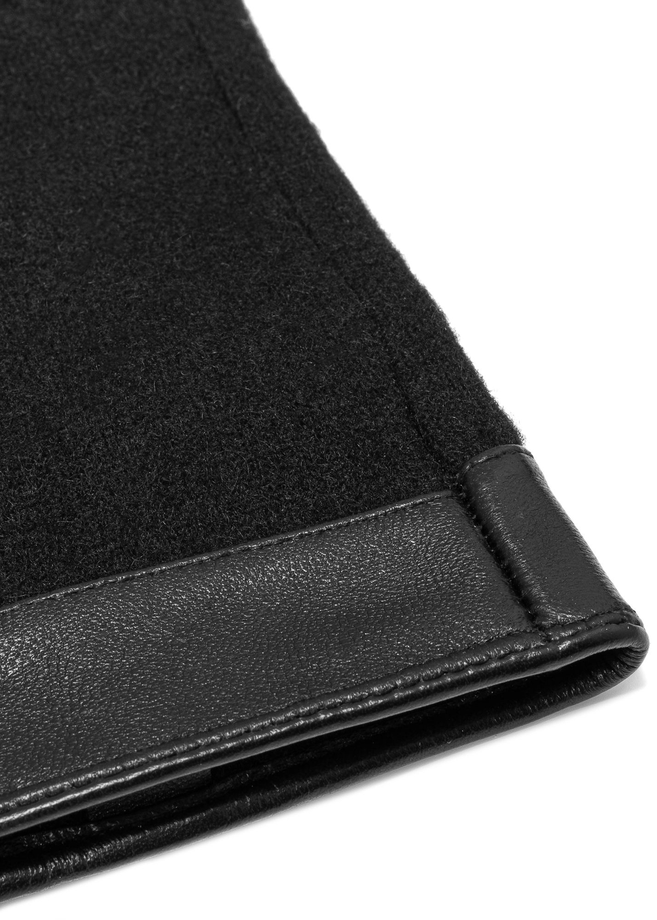 Men's black wool gloves REKMS-0084-99(Z25) - close-up of detail on white background.