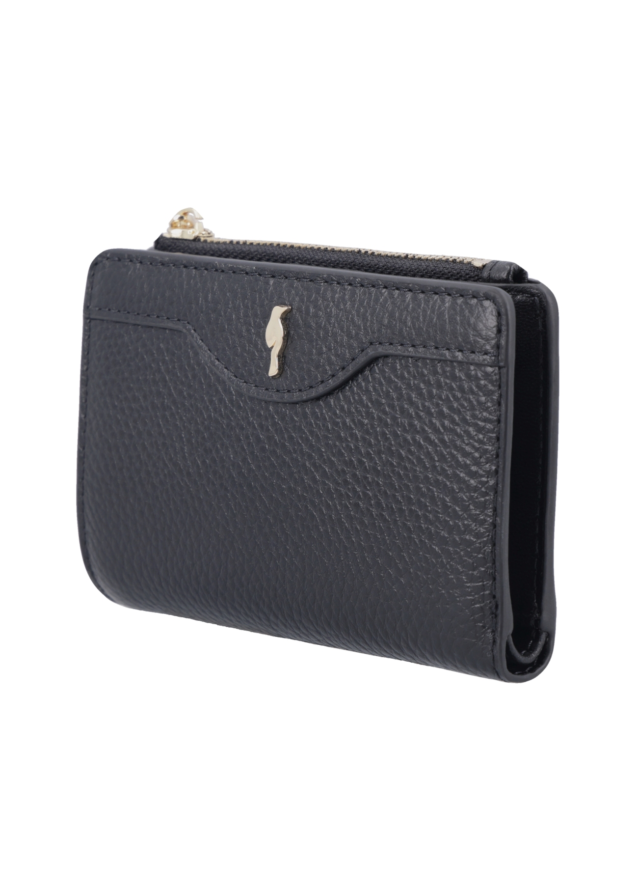 Black leather women's wallet PORES-1015R-9I(Z26), diagonal product view on white background.