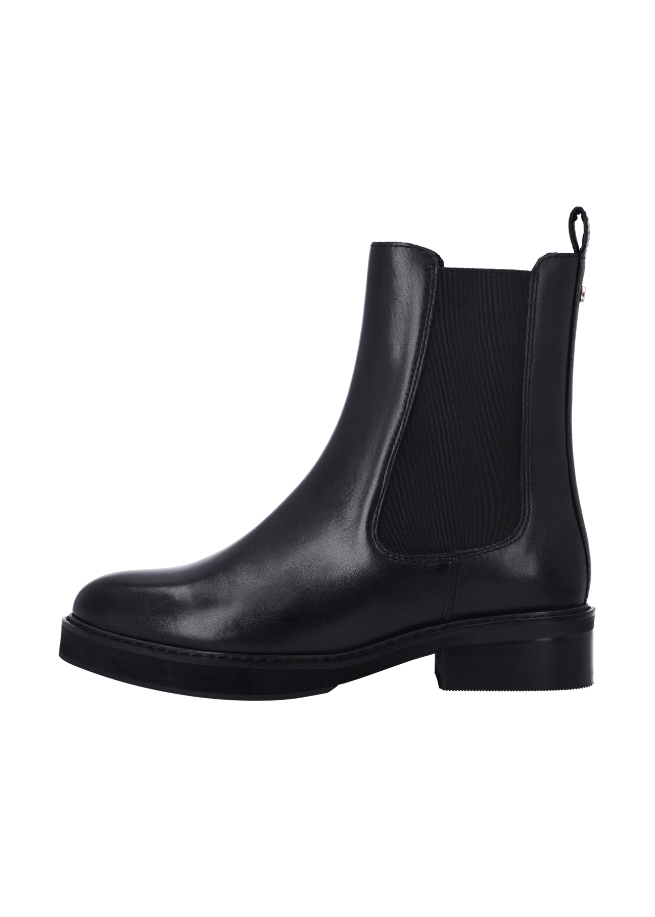 Women's black leather Chelsea boots BUTYD-1278-99(Z26), side view of the product on a white background.