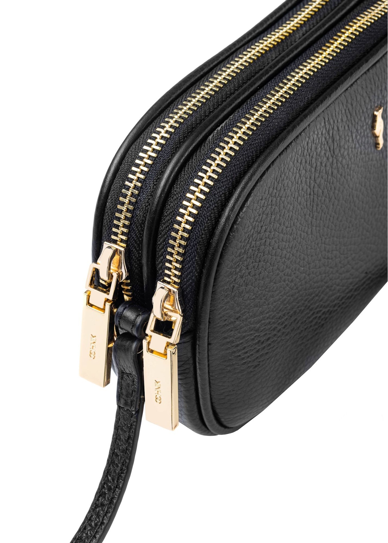 Small black leather women's handbag TORES-1152-9I(Z26), close-up of the product detail on a white background.
