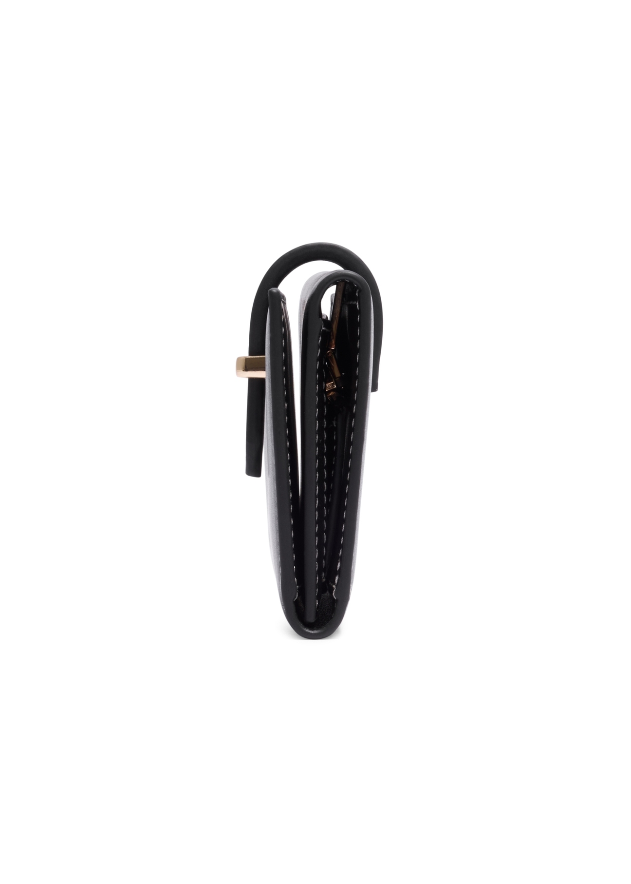Black leather women's wallet PORES-1007-99(Z26), side product view on white background.