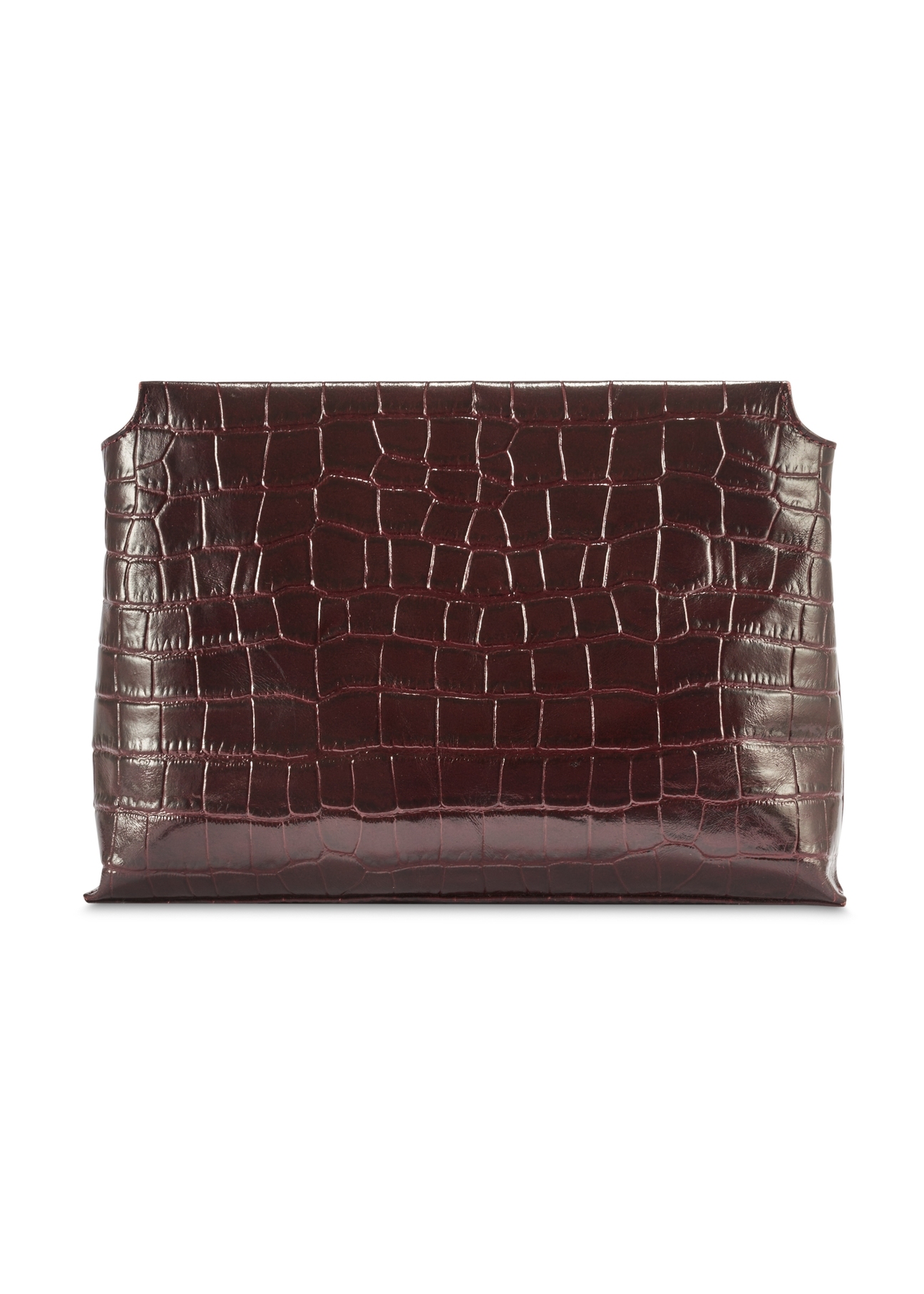 Burgundy croco women's handbag TORES-1159E-49(Z25), product view from the back on a white background.