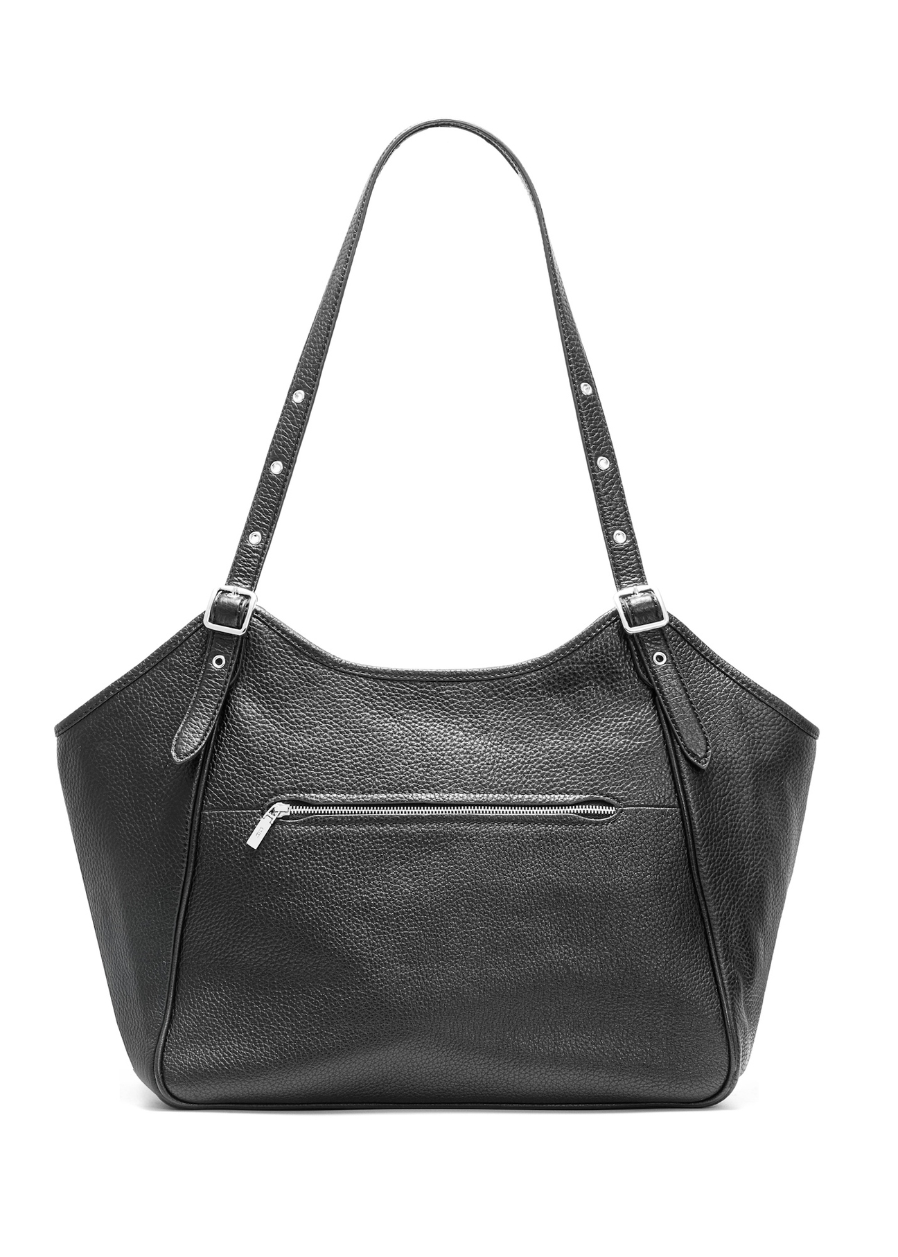 Black leather large women's handbag TORES-1042D-99(Z25), product view from the back on a white background.