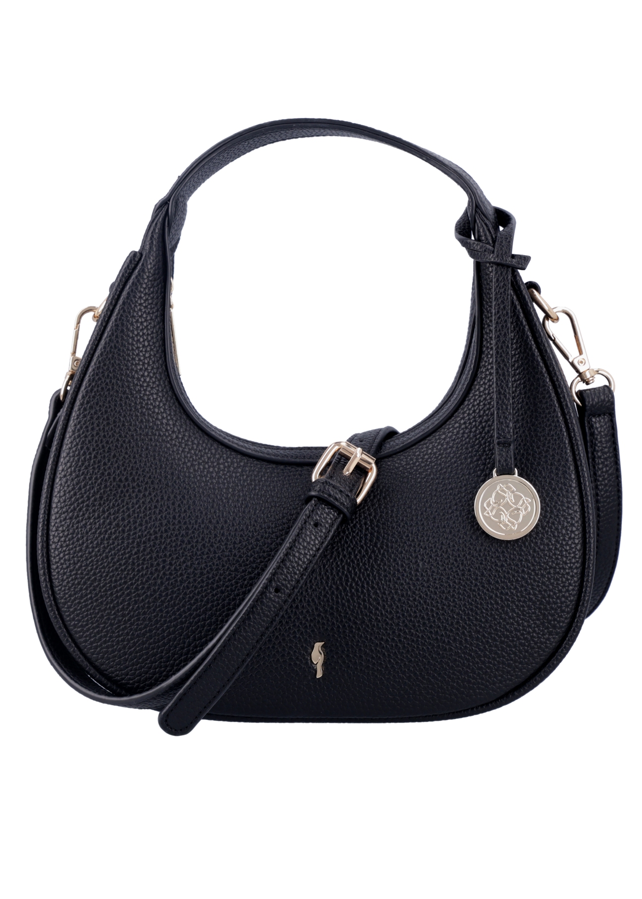 Black small shoulder bag TOREC-1319-9I(Z26), front product view on white background.