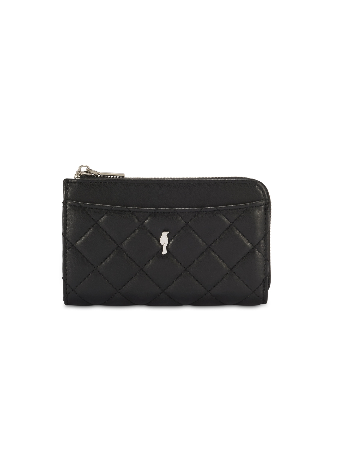 Small quilted black women's wallet POREC-0423-99(Z25), product view from the front on a white background.