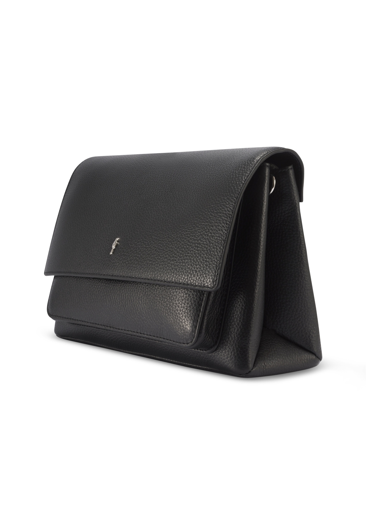 Leather black women's shoulder bag TORES-1347-9I(Z26), diagonal product view on a white background.