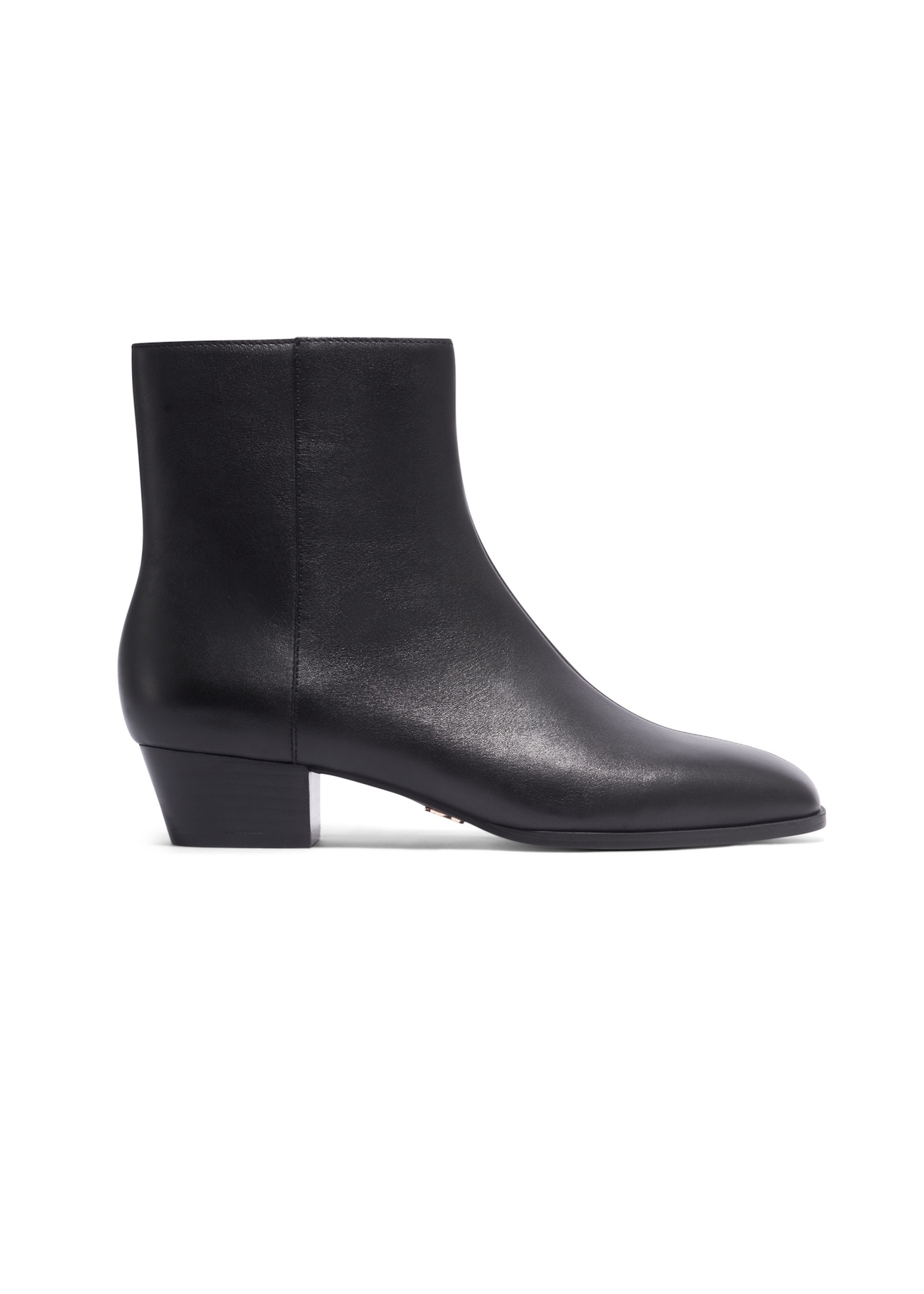 Black leather women's ankle boots BUTYD-1303-99(Z26), side view of the product on a white background.