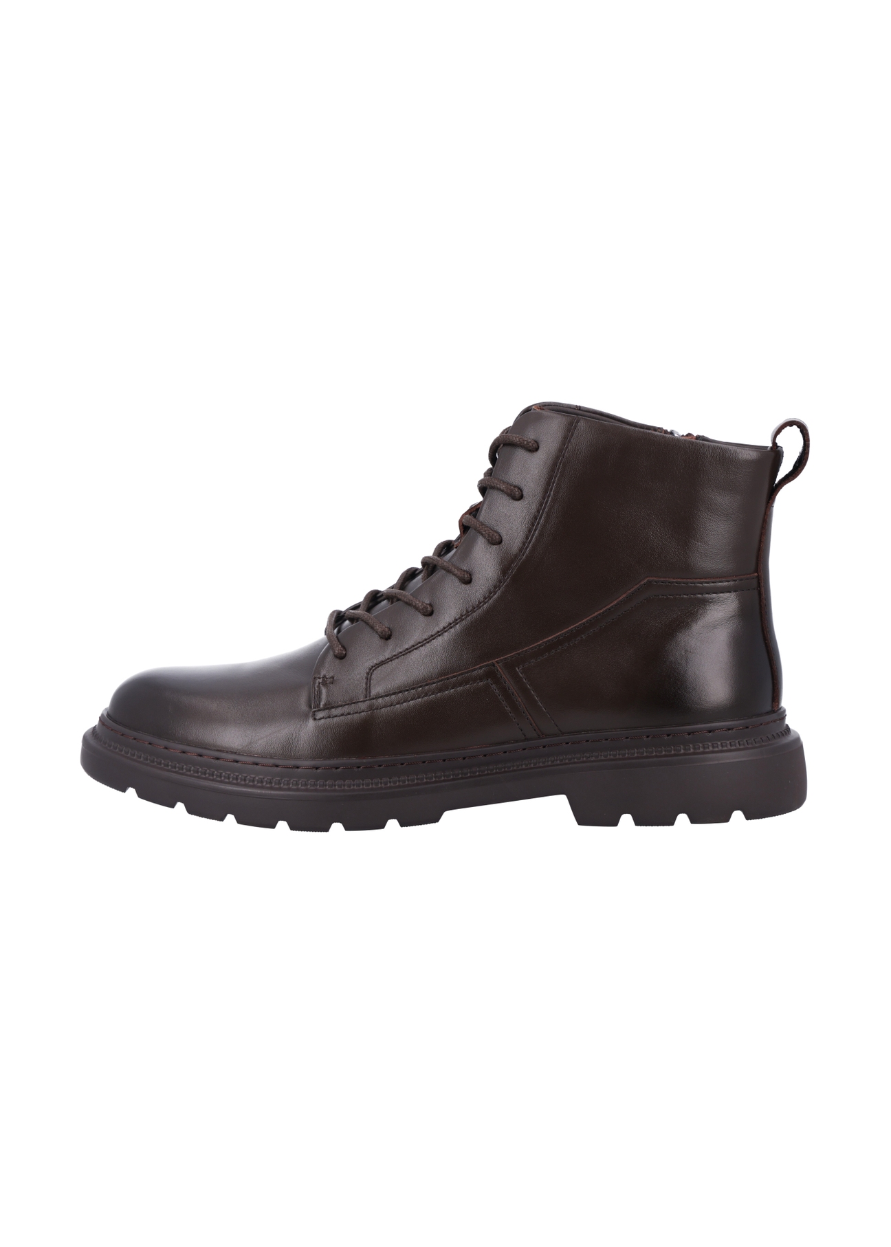 Brown men's lace-up ankle boots BUTYM-0556-1I(Z26), product view from the side on a light background.