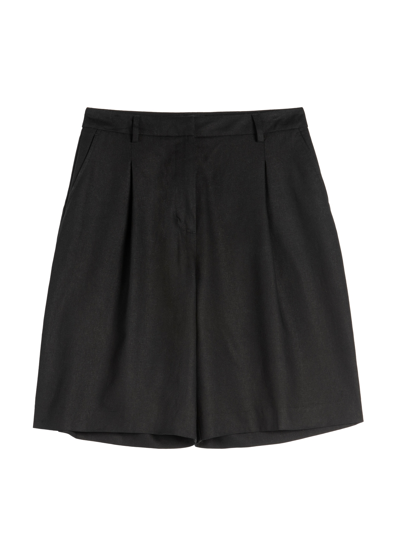 Women's elegant black shorts SZODT-0017-99(W26), front product view on white background.