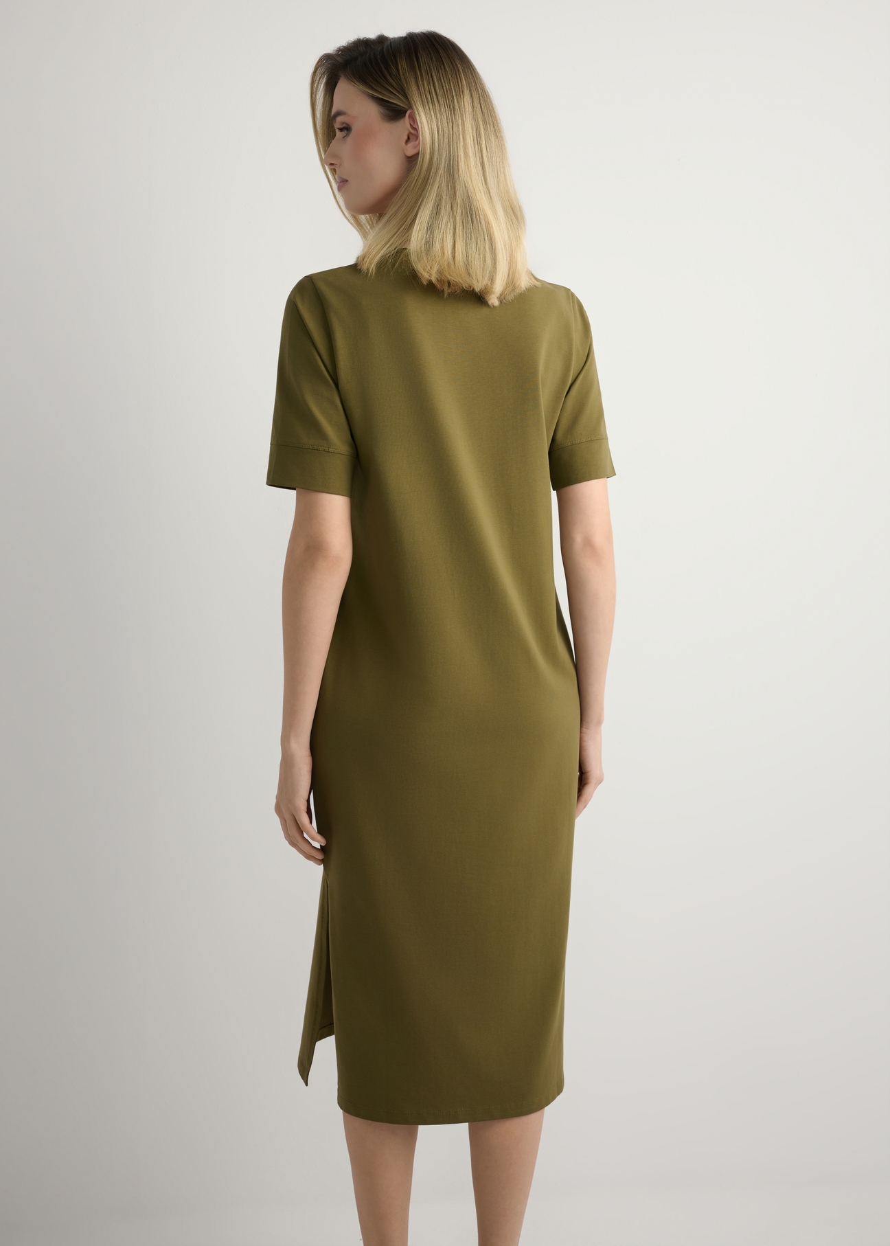 Cotton khaki midi dress SUKDT-0256-8D(W26)