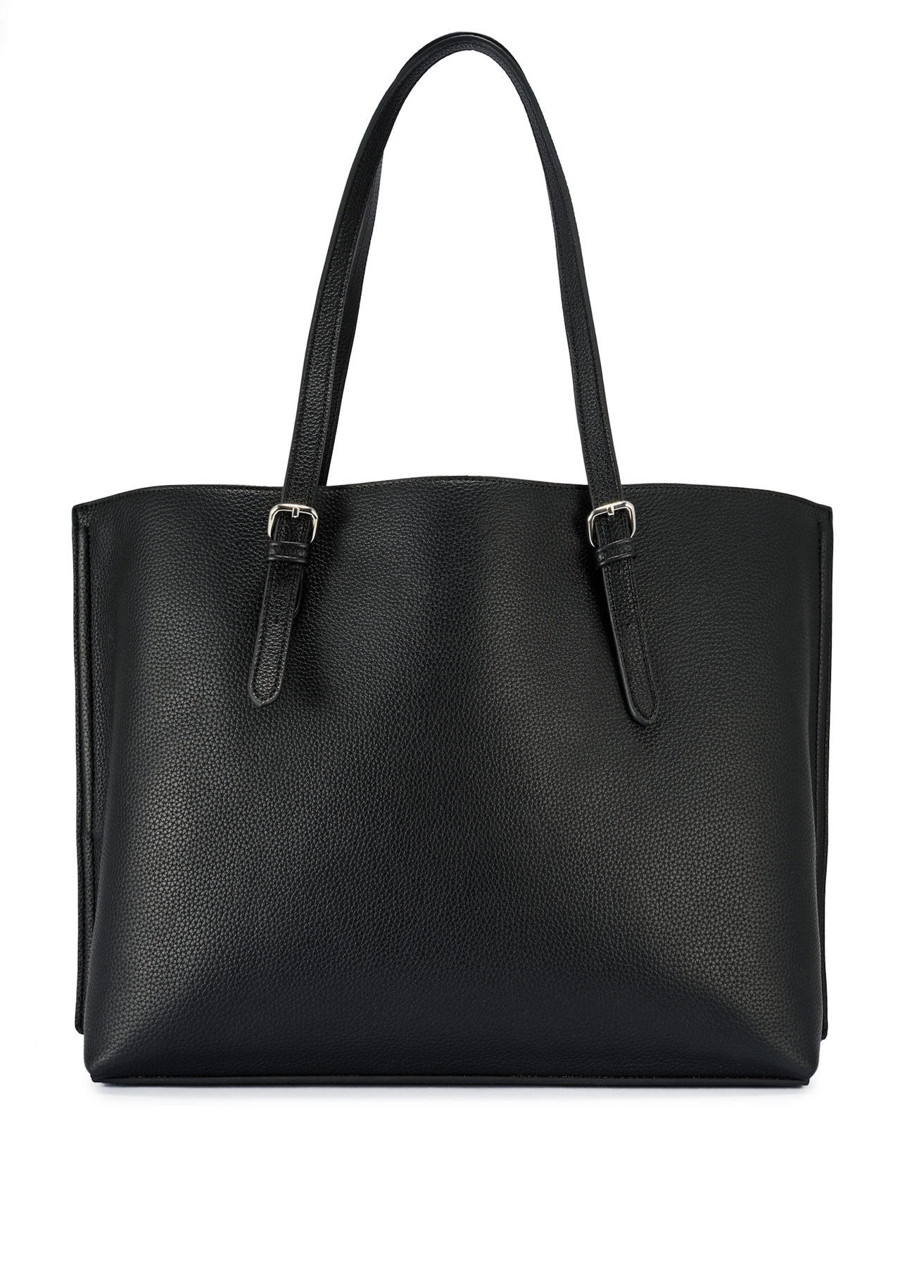 Black large shopper bag TOREC-1088-99(Z25), product view from the back on a white background.