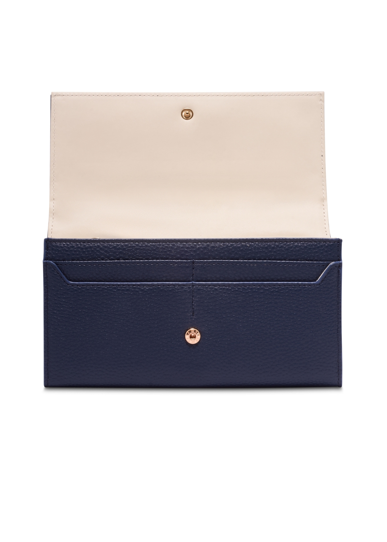 Navy blue women's wallet with cream interior POREC-0439-7E(Z26) - front product view, on white background.