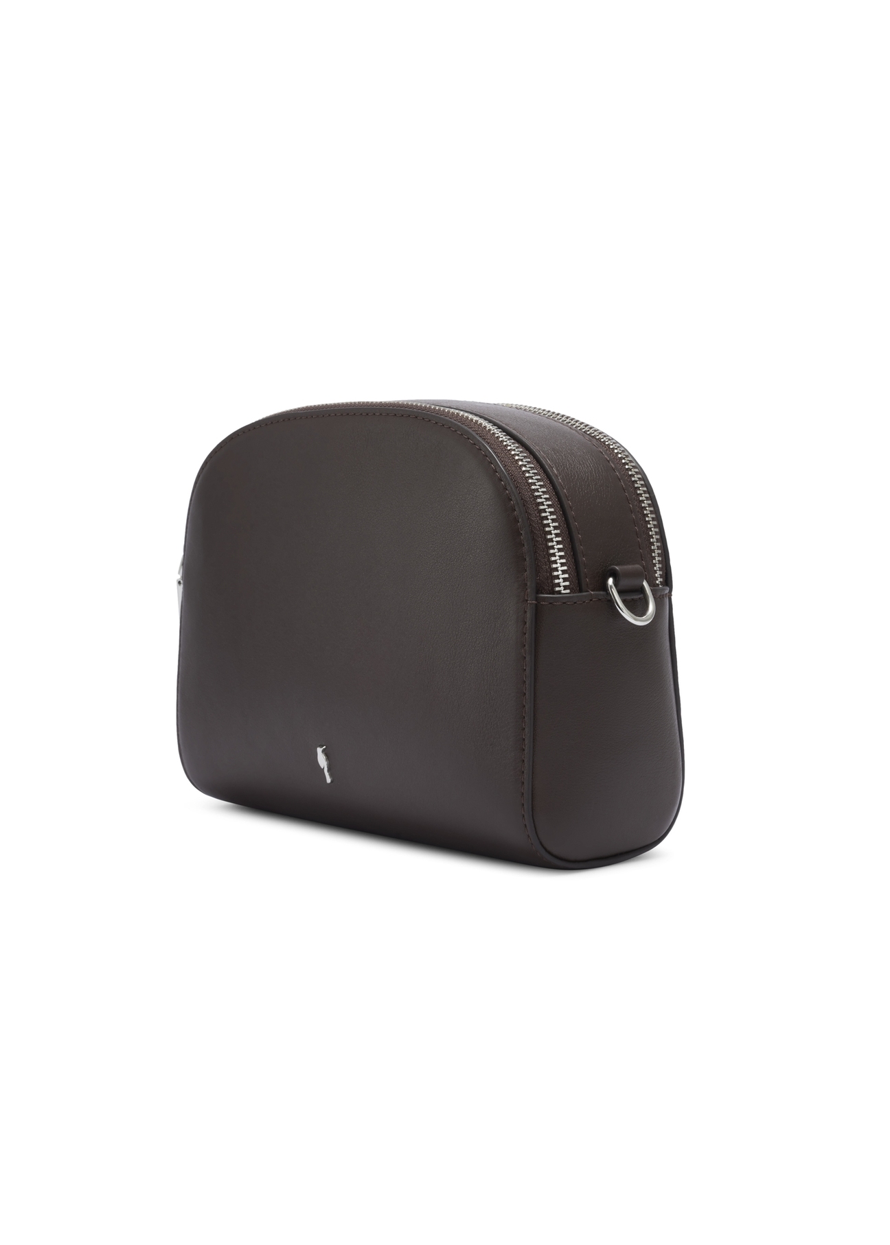 Small brown two-compartment leather women's handbag TORES-1349-1H(Z26), diagonal product view on a light background.