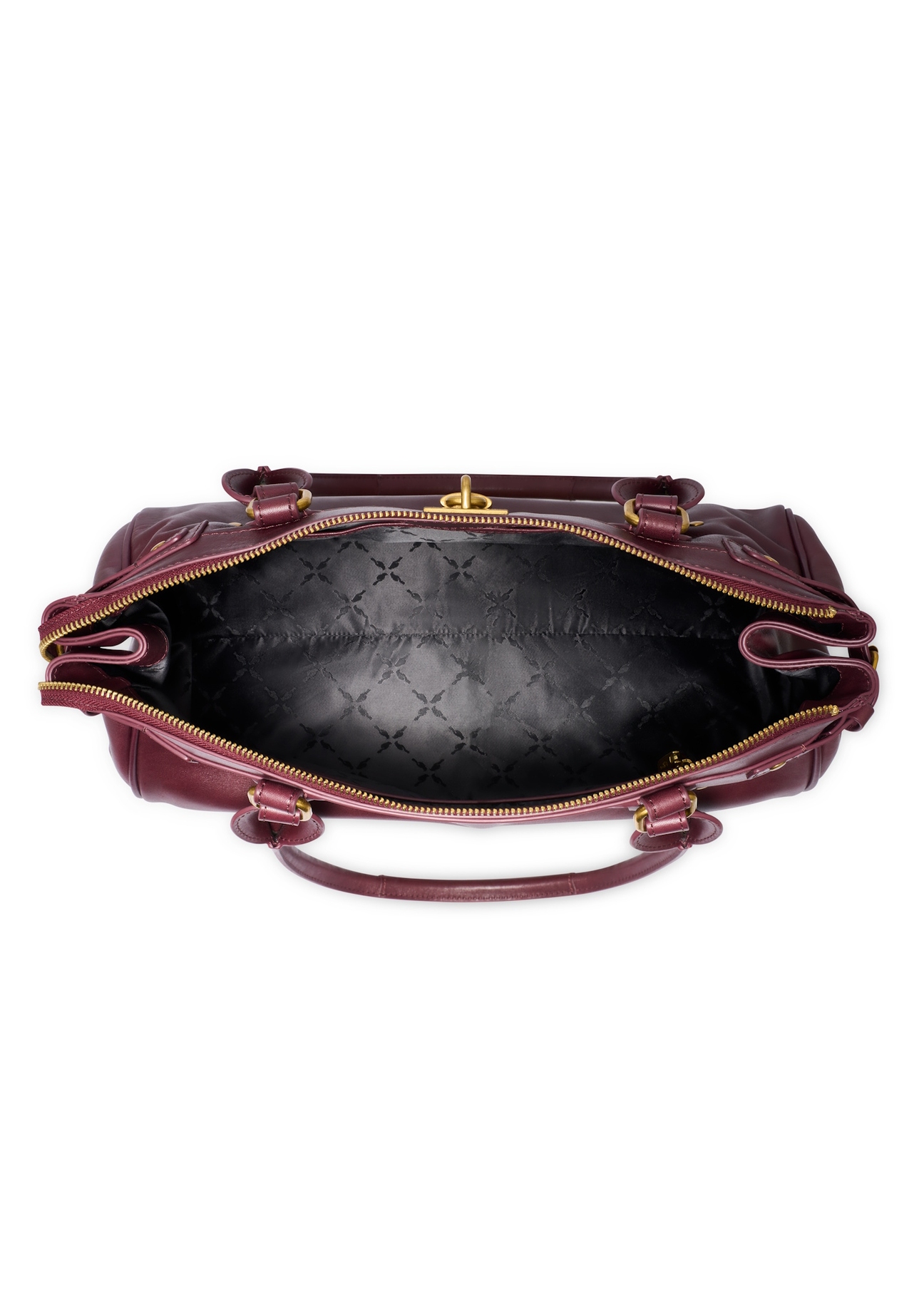 Burgundy leather shoulder bag TORES-1369-4D(Z26), product view inside on white background.