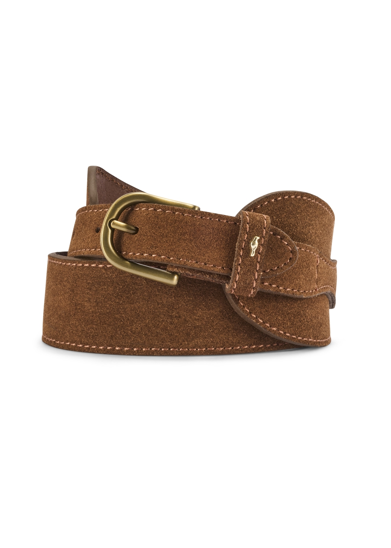 Brown suede women's belt PASDS-0330-89(Z 25), front product view on white background.