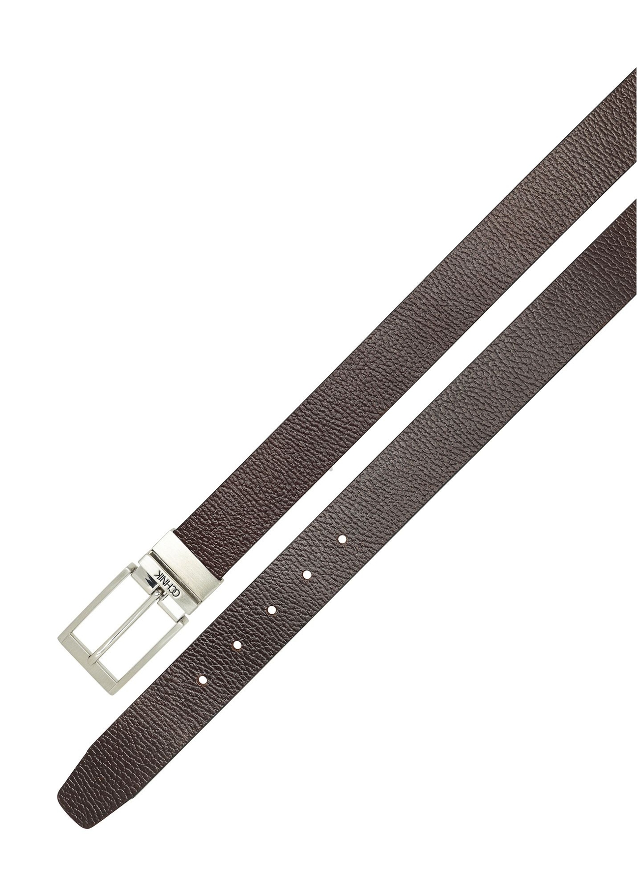 Men's brown leather belt PASMS-0167-9J(W26), front product view on white background.