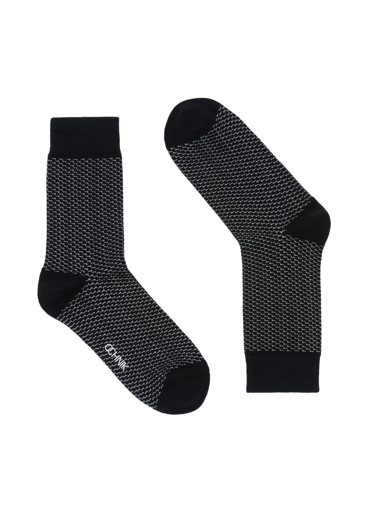 Men's long navy blue socks SKAMT-0163A-7D(Z26), front product view on white background.