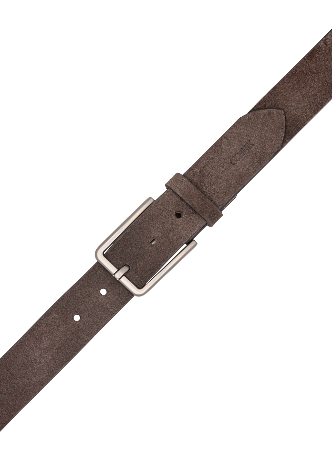 Men's brown suede belt PASMS-0275-1H(W26) - product view from above, on a white background.