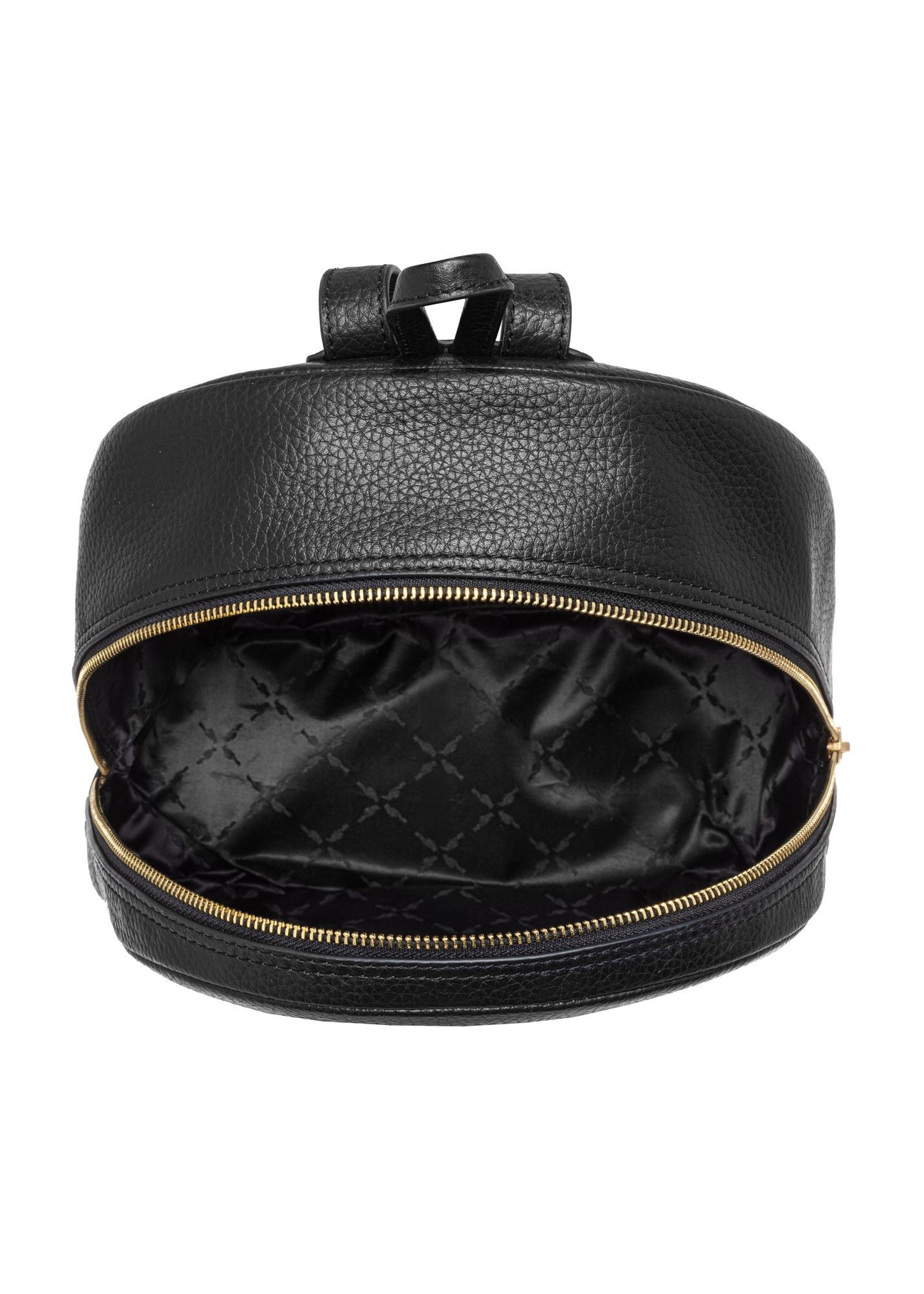 Black leather women's backpack TORES-0898D-99(Z25) - top view of the backpack on a white background.