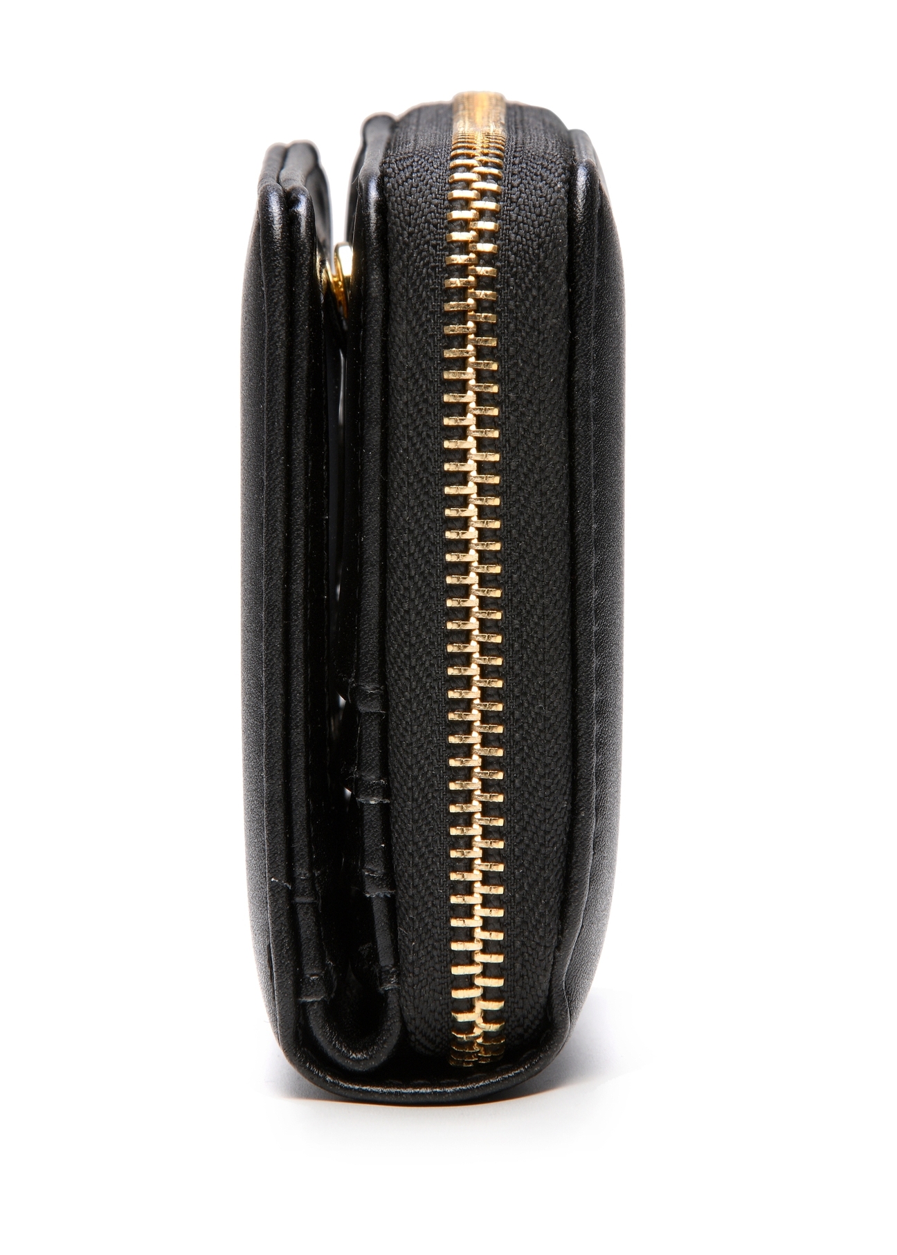 Black small women's wallet POREC-0399A-99(Z25), product view from the side on a white background.