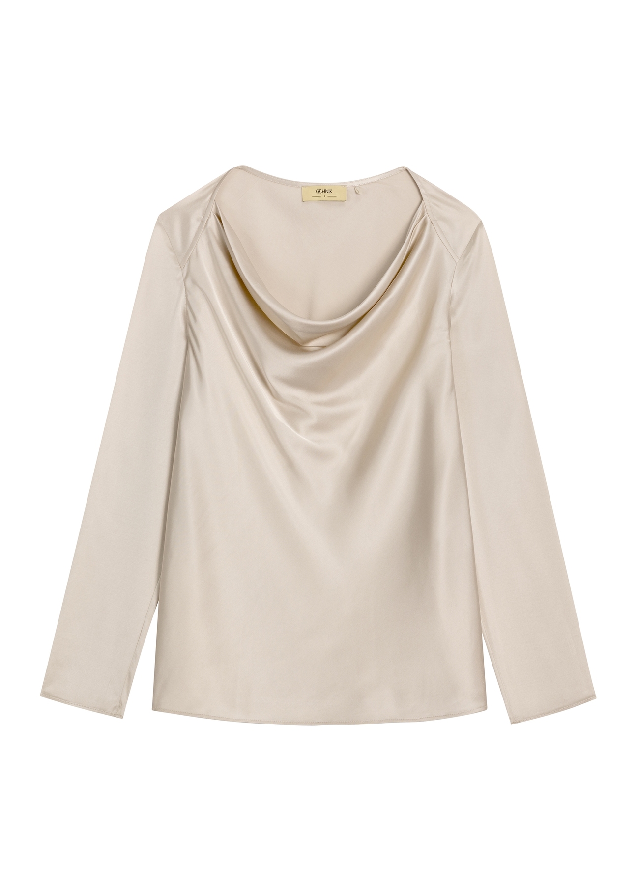 Beige women's blouse BLUDT-0220-1A(Z26) - front product view, on a white background.