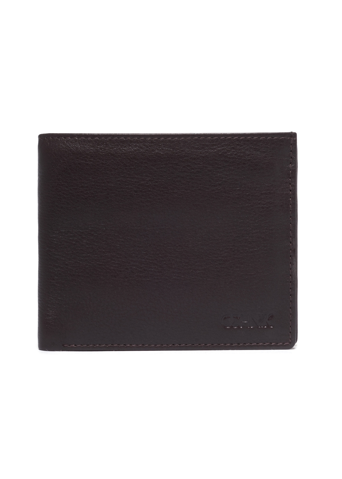 Small men's brown leather wallet PORMS-0708-1H(Z26), front product view on white background.
