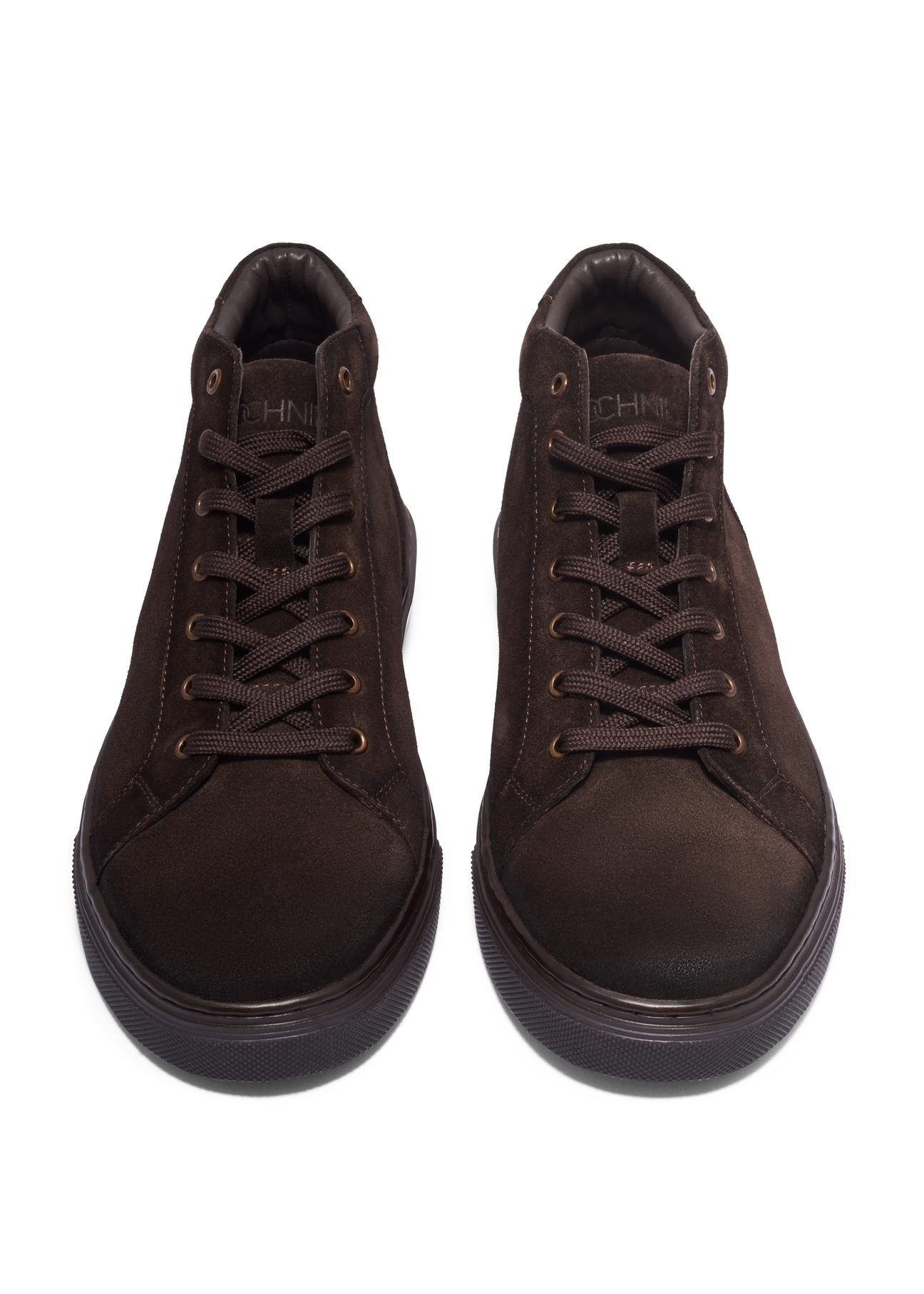 Dark brown suede men's shoes BUTYM-0582-1I(Z26), front product view on white background.
