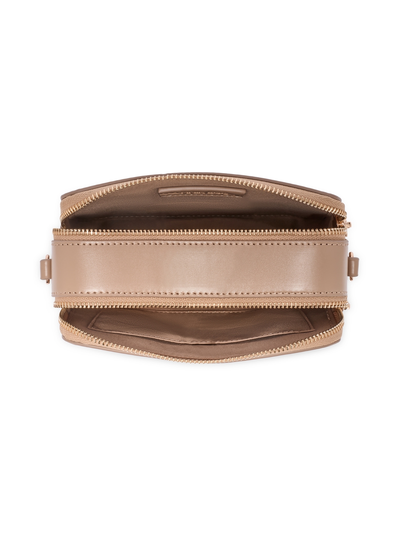 Beige small women's handbag TOREC-1126-1D(W26), product view from the inside on a white background.