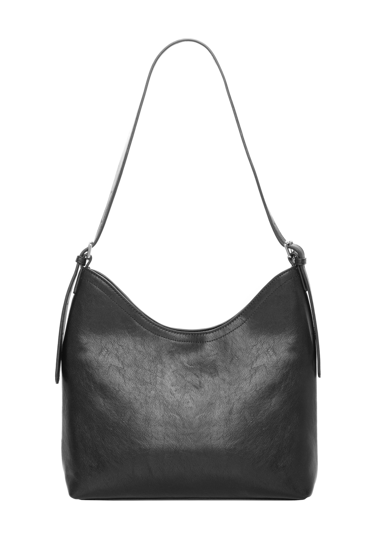 Black women's handbag with jewelry accent TOREC-1325-99(Z26), product view from the back on a light background.