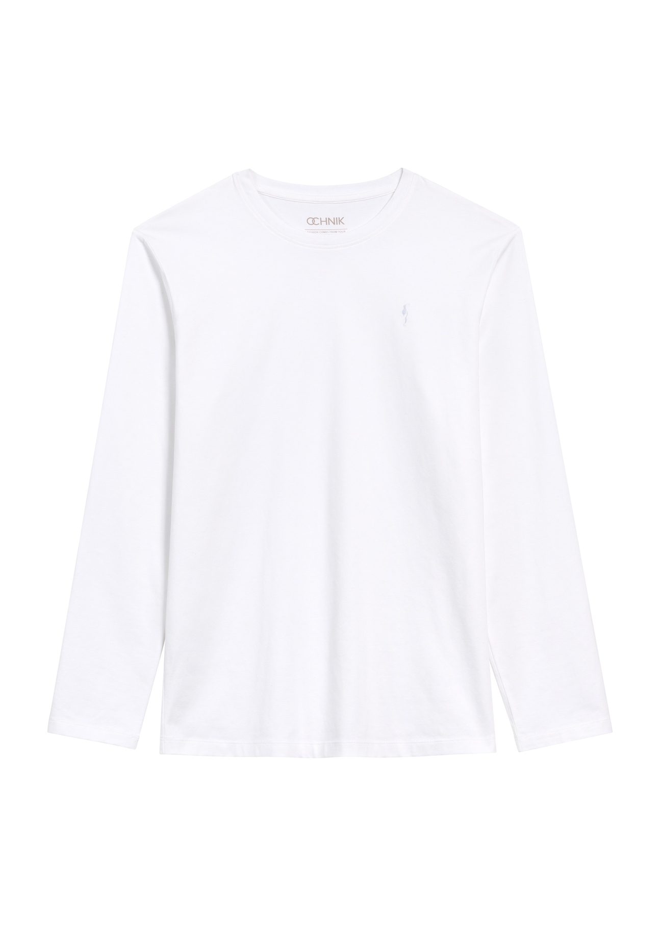 Men's white long sleeve blouse LSLMT-0008-11(Z25), front product view on white background.