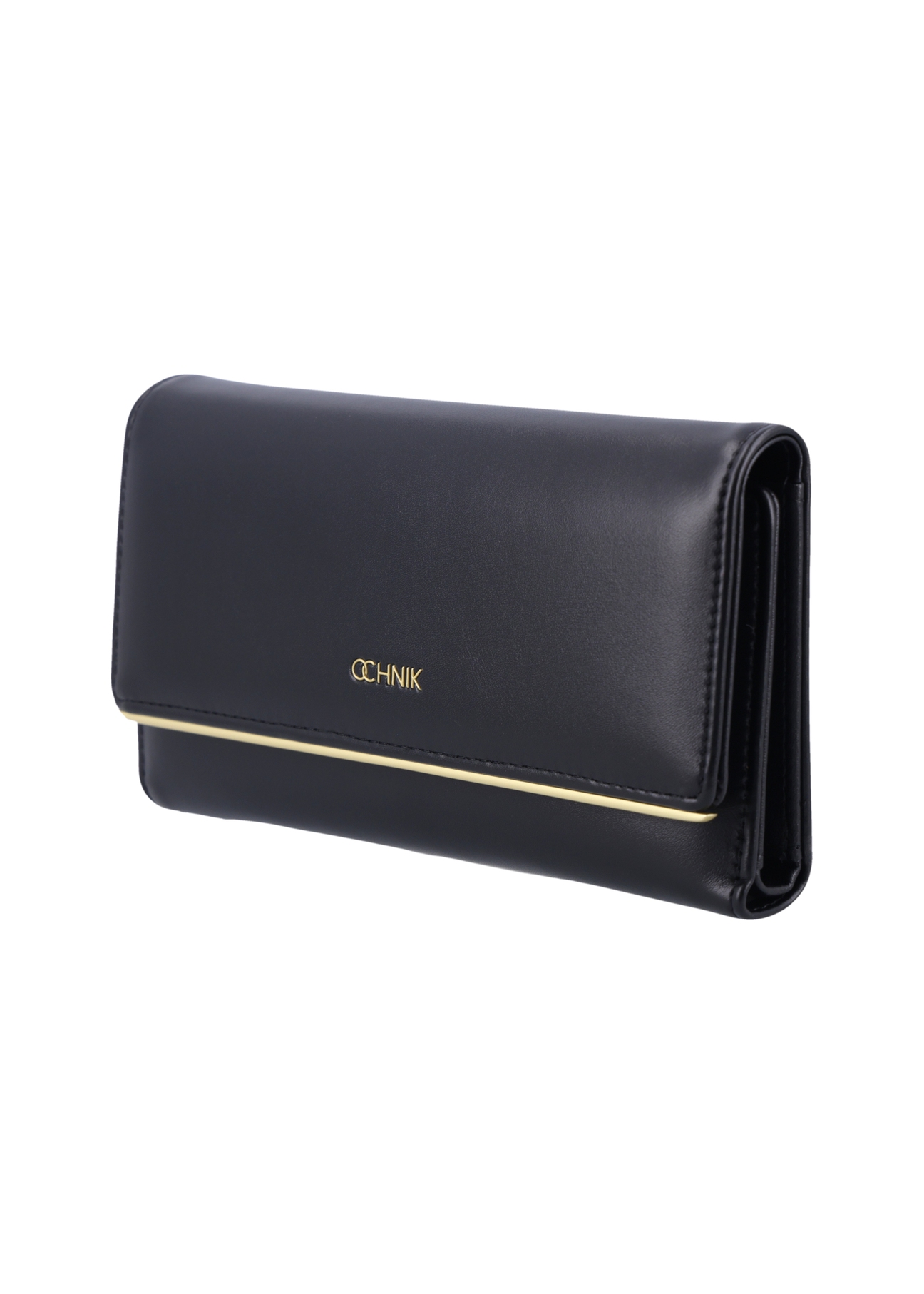 Black large women's wallet POREC-0449-99(Z26), diagonal product view on white background.