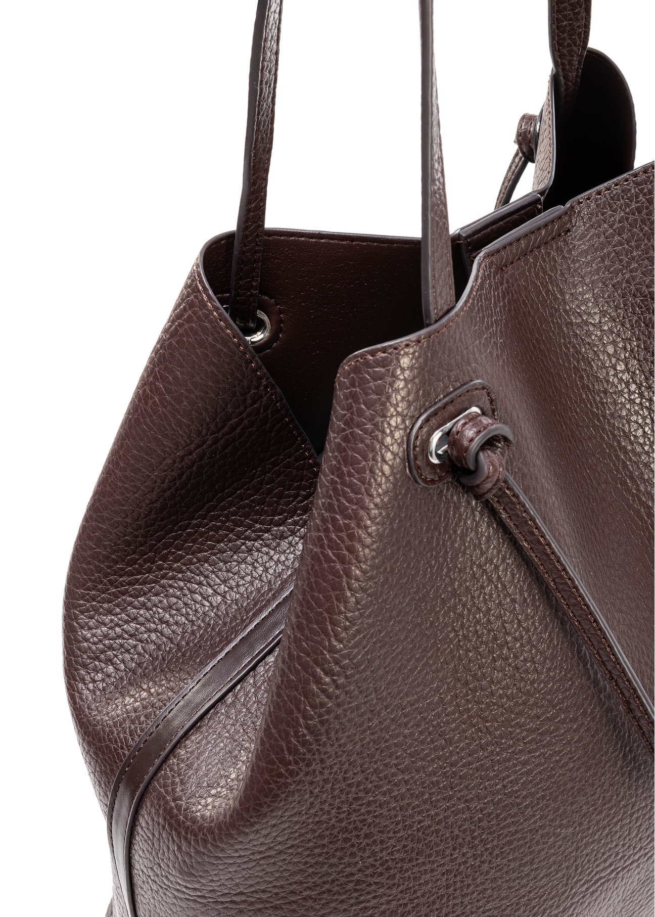 Large brown shopper bag TOREC-0995A-89(Z25), close-up of product detail, view on white background.
