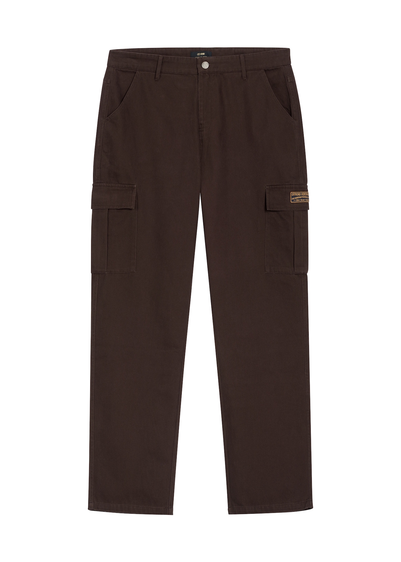Men's brown cargo trousers SPOMT-0130-1I(Z26), front view of the product on a white background.