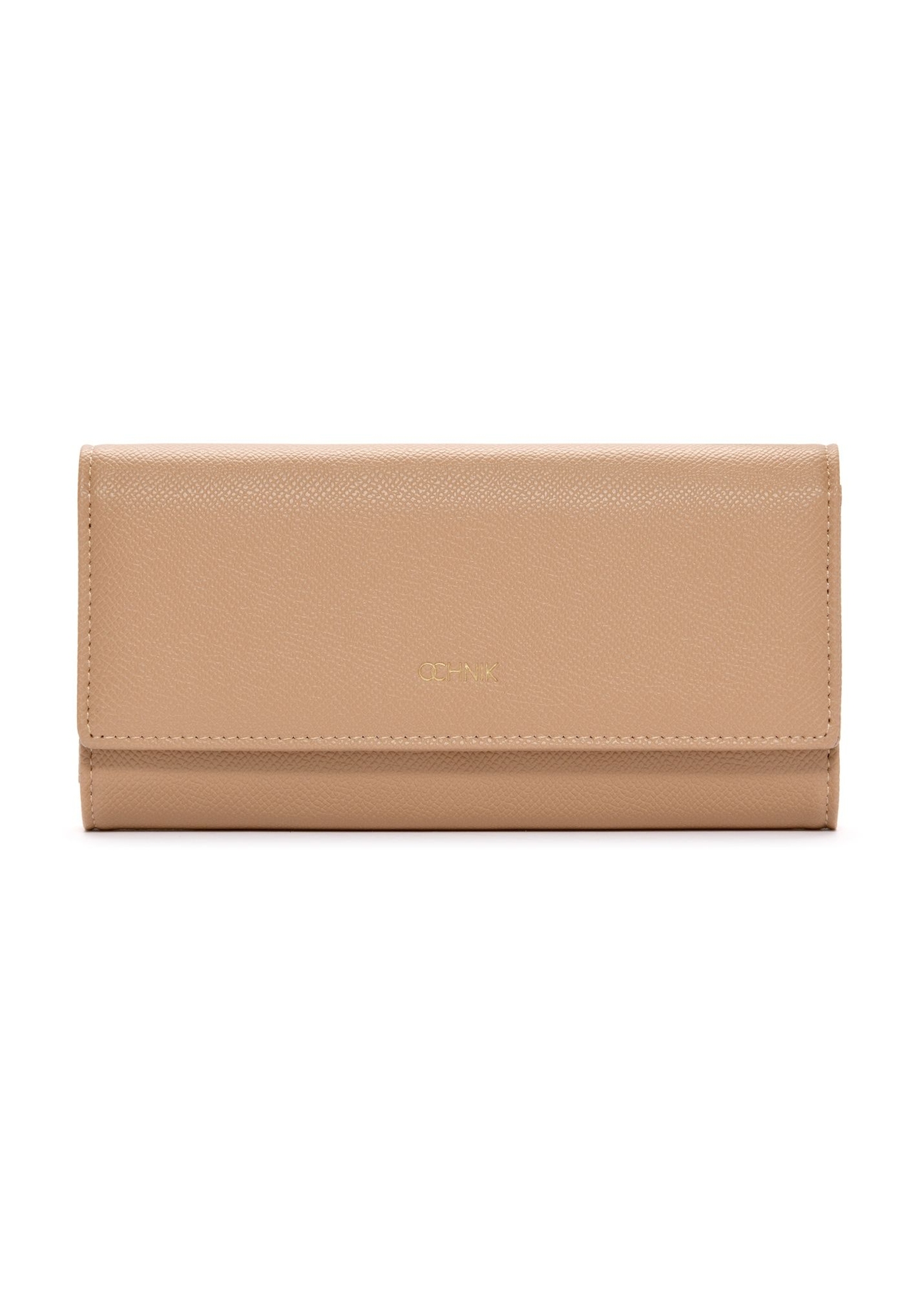 Large beige women's wallet POREC-0411-1B(W26), front product view on white background.