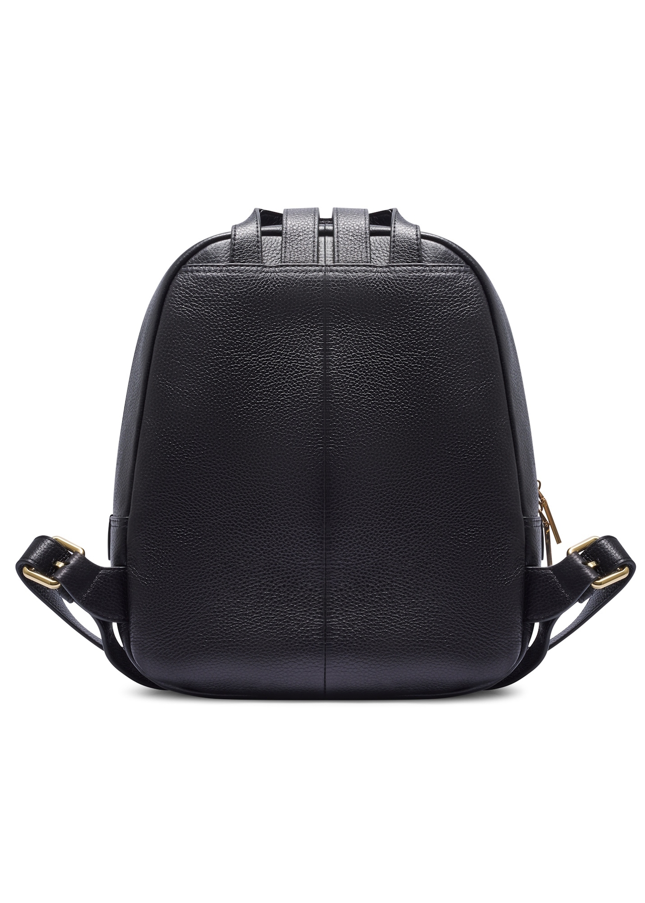 Women's leather backpack in black color TORES-1276-9I(W26), product view from the back on a white background.