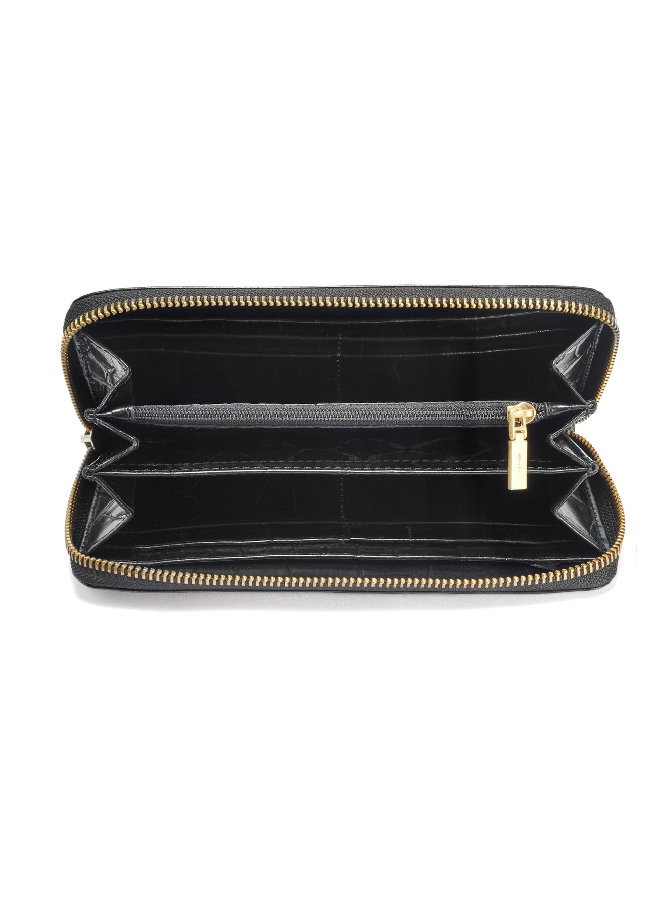 Large black leather women's wallet croco PORES-0955-99(W25)