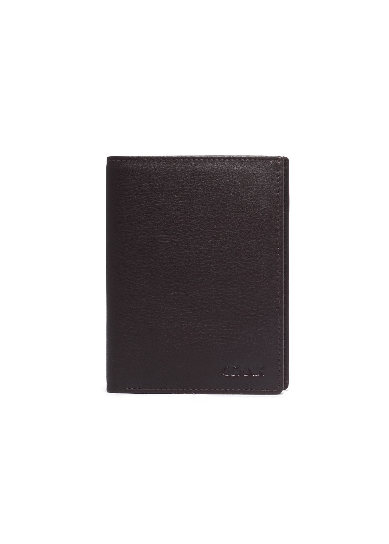 Brown men's leather wallet PORMS-0711-1H(Z26), front product view on white background.