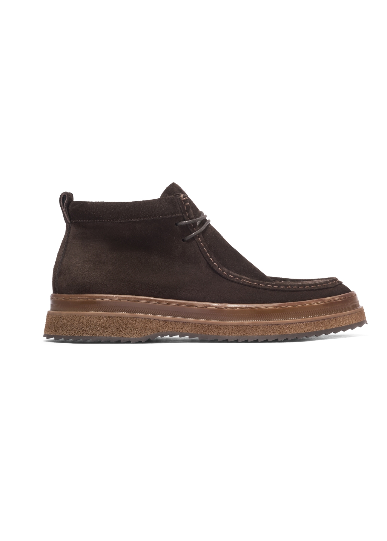 Dark brown suede men's ankle boots BUTYM-0577-1I(Z26), side view of the product on a white background.