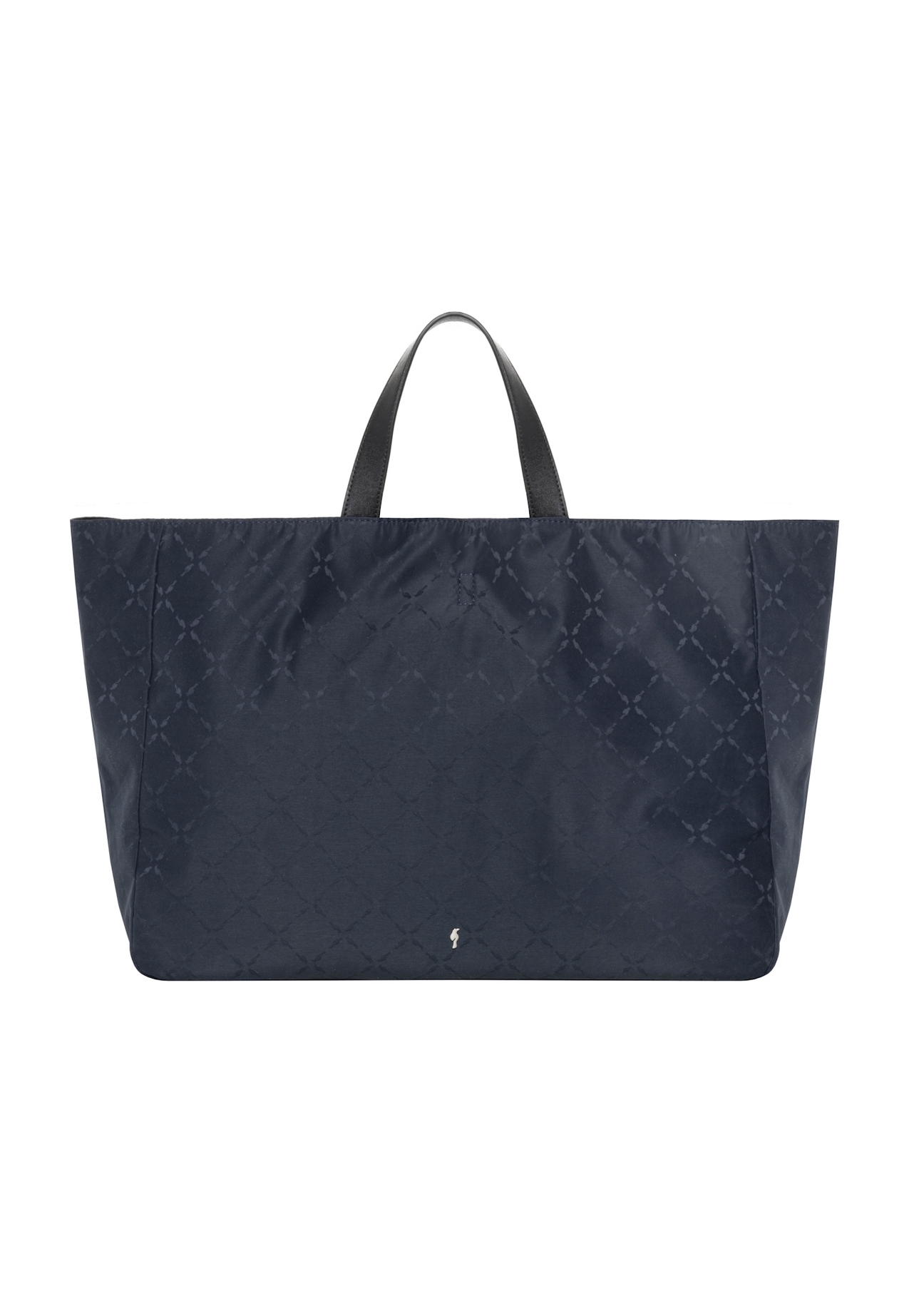Women's navy blue shopper bag with monogram TOREN-0358-7E(Z26), front view on a white background.
