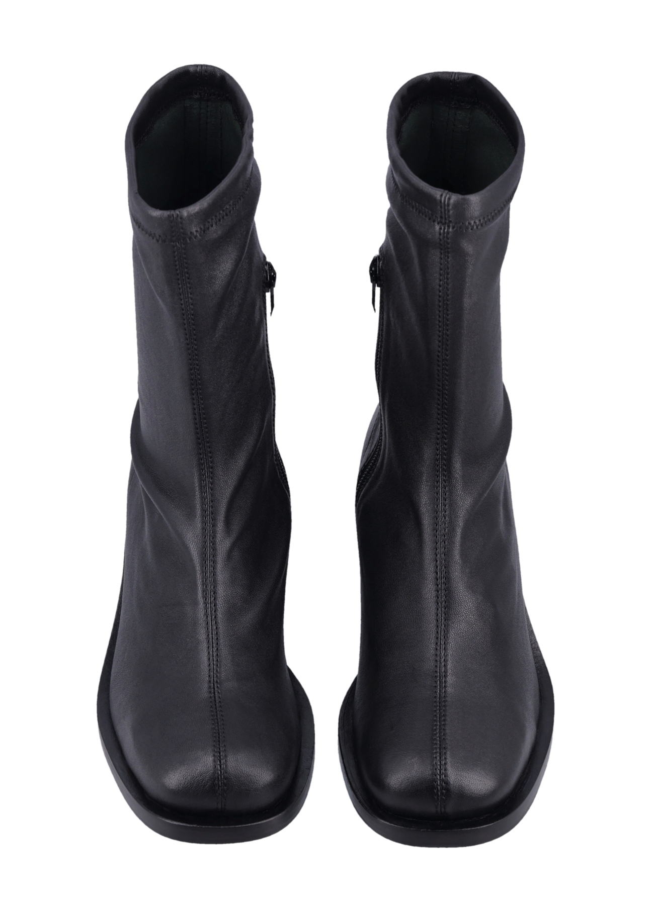 Black leather women's ankle boots BUTYD-1360-99(Z26), front product view on white background.