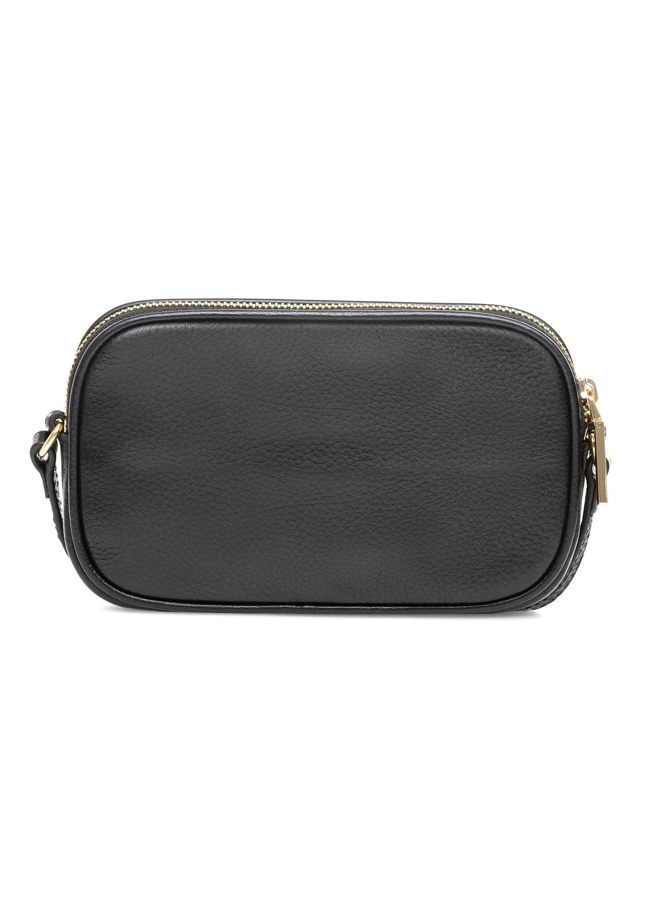 Small black leather women's handbag TORES-1152-9I(Z26), product view from the back on a white background.