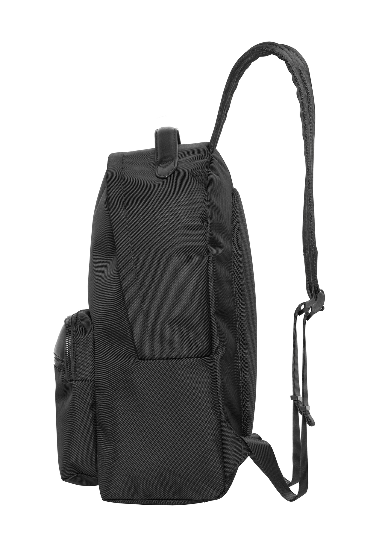 Black men's backpack TORMN-0427-99(Z26), side view of the product on a white background.