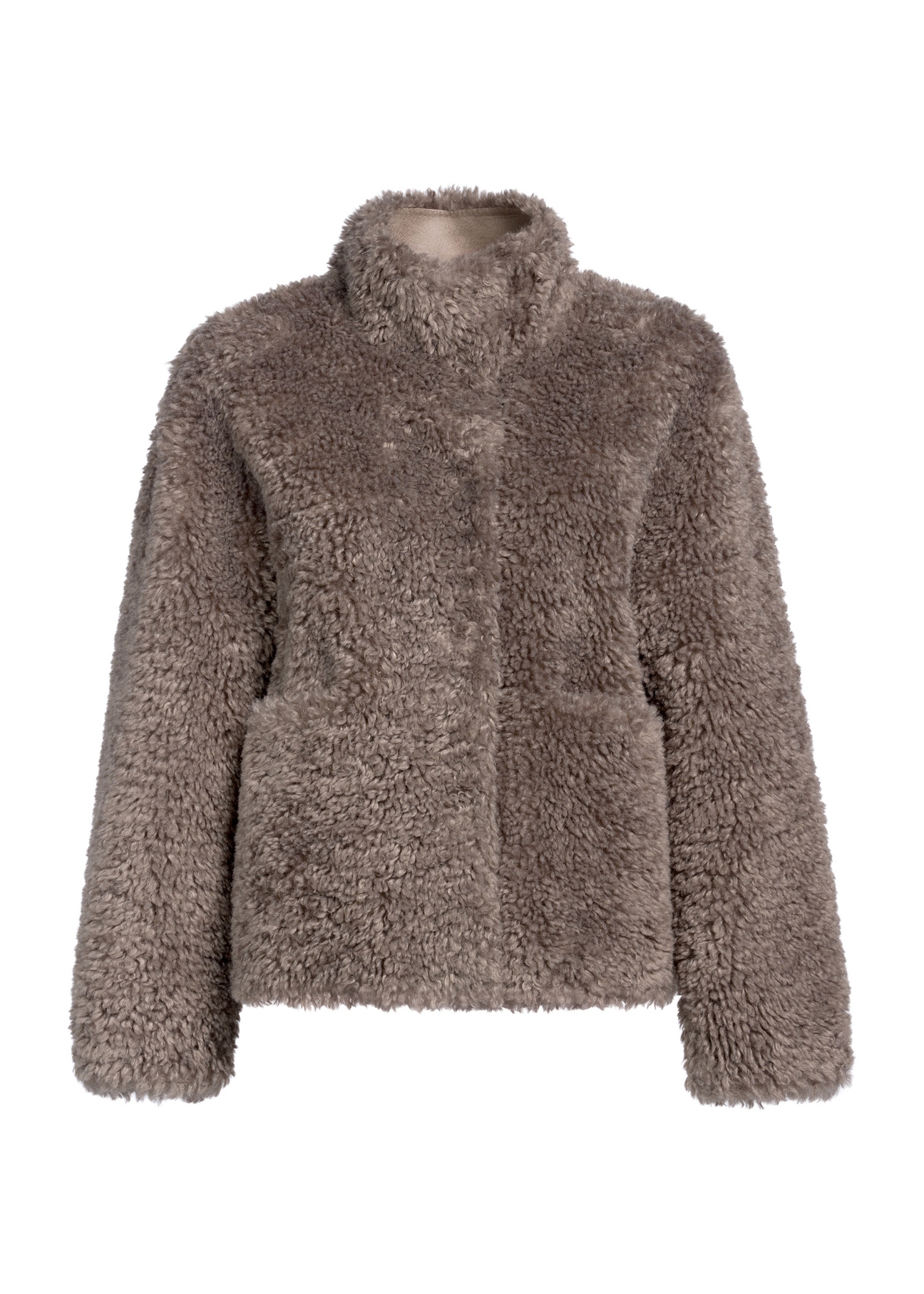 Women's ash fur coat FUTDP-0021B-93(Z25), front product view on white background.