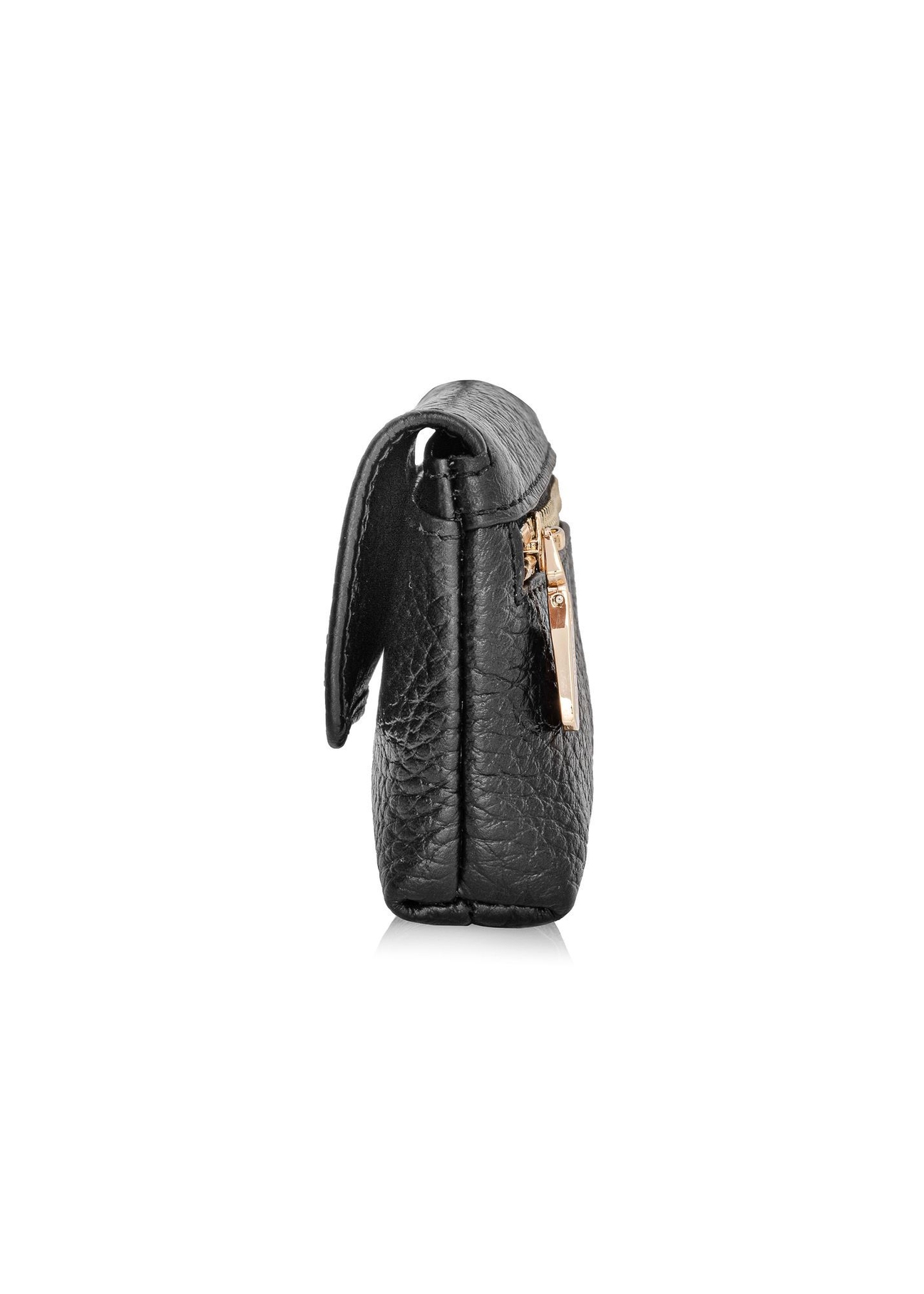 Black small leather women's wallet PORES-0895G-99(Z25), side product view on white background.